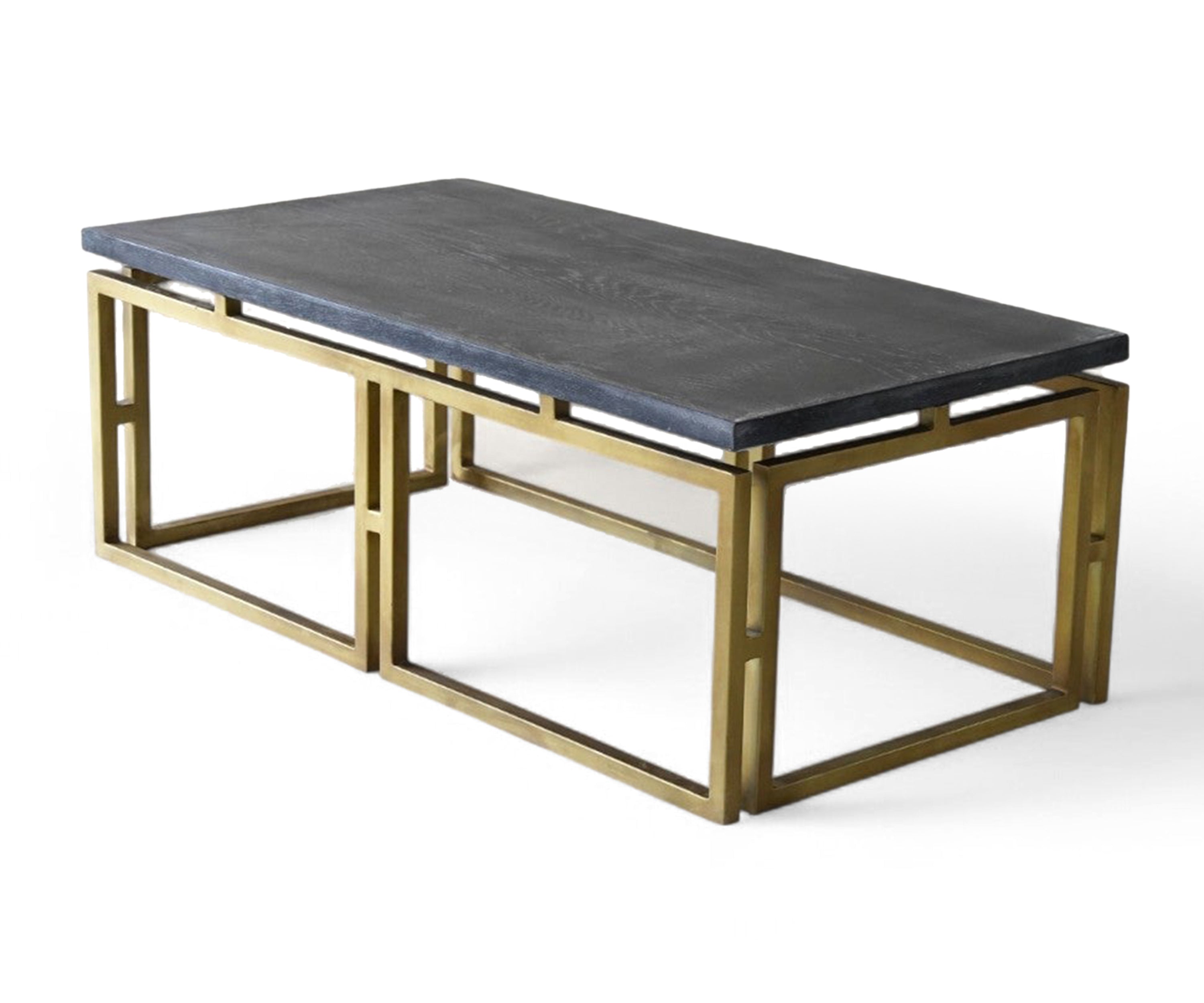 Black Top Brass Frame Coffee Table