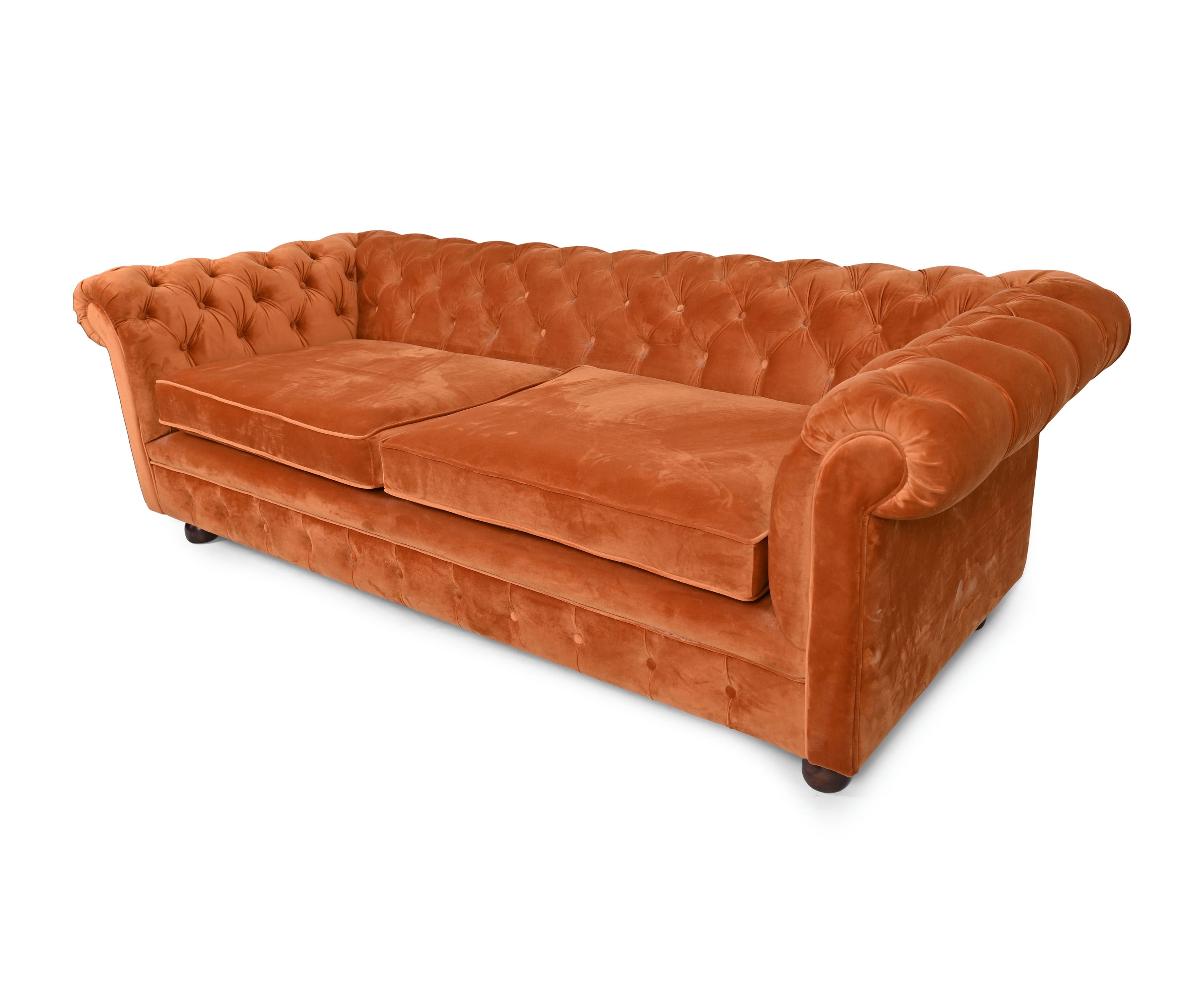 Rust Tufted Velvet 3 Seater Sofa