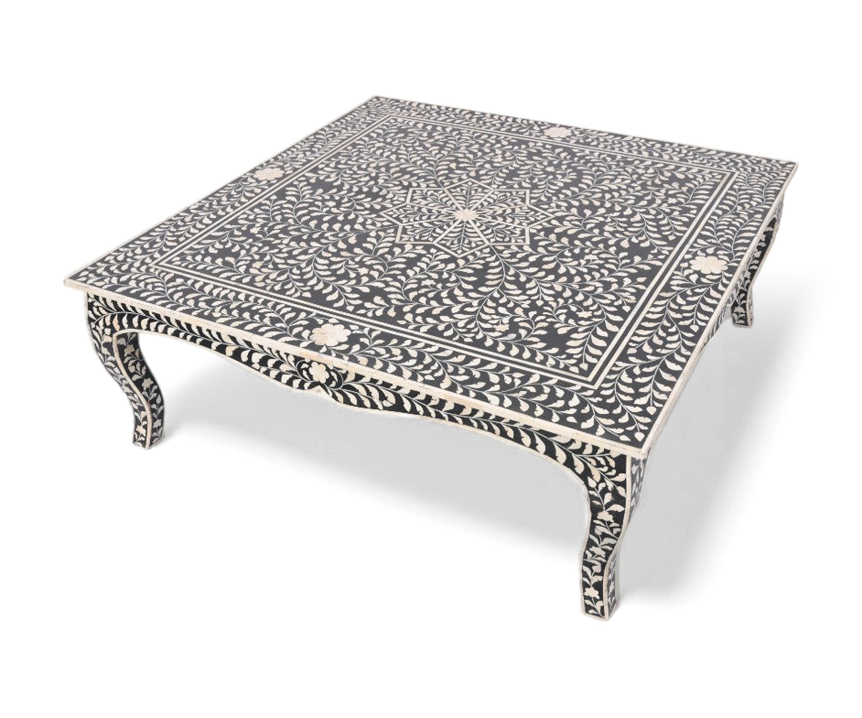Handcrafted Bone Inlay Centre Table-Black