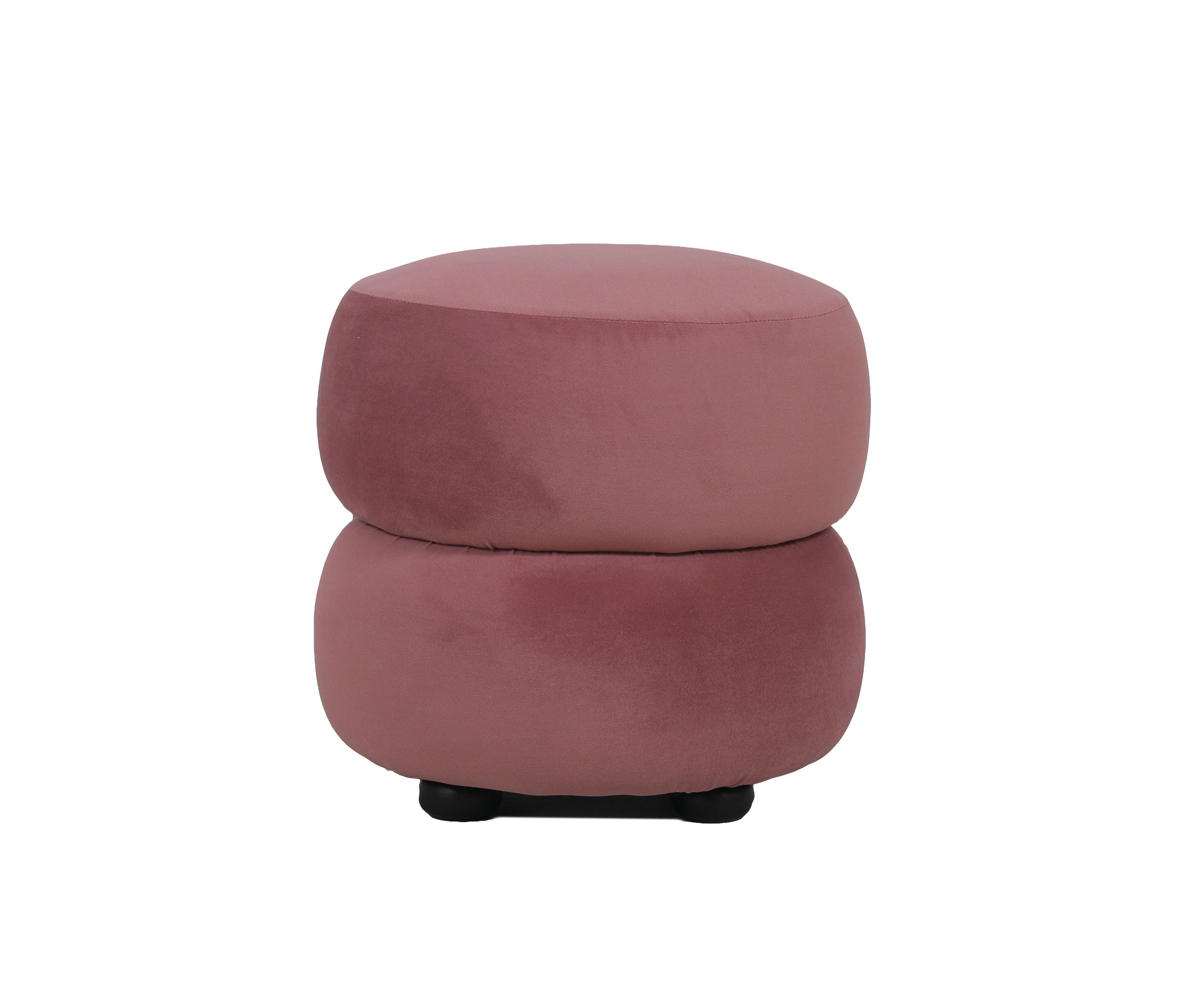 Dusty Rose Soft Velvet Round Stool