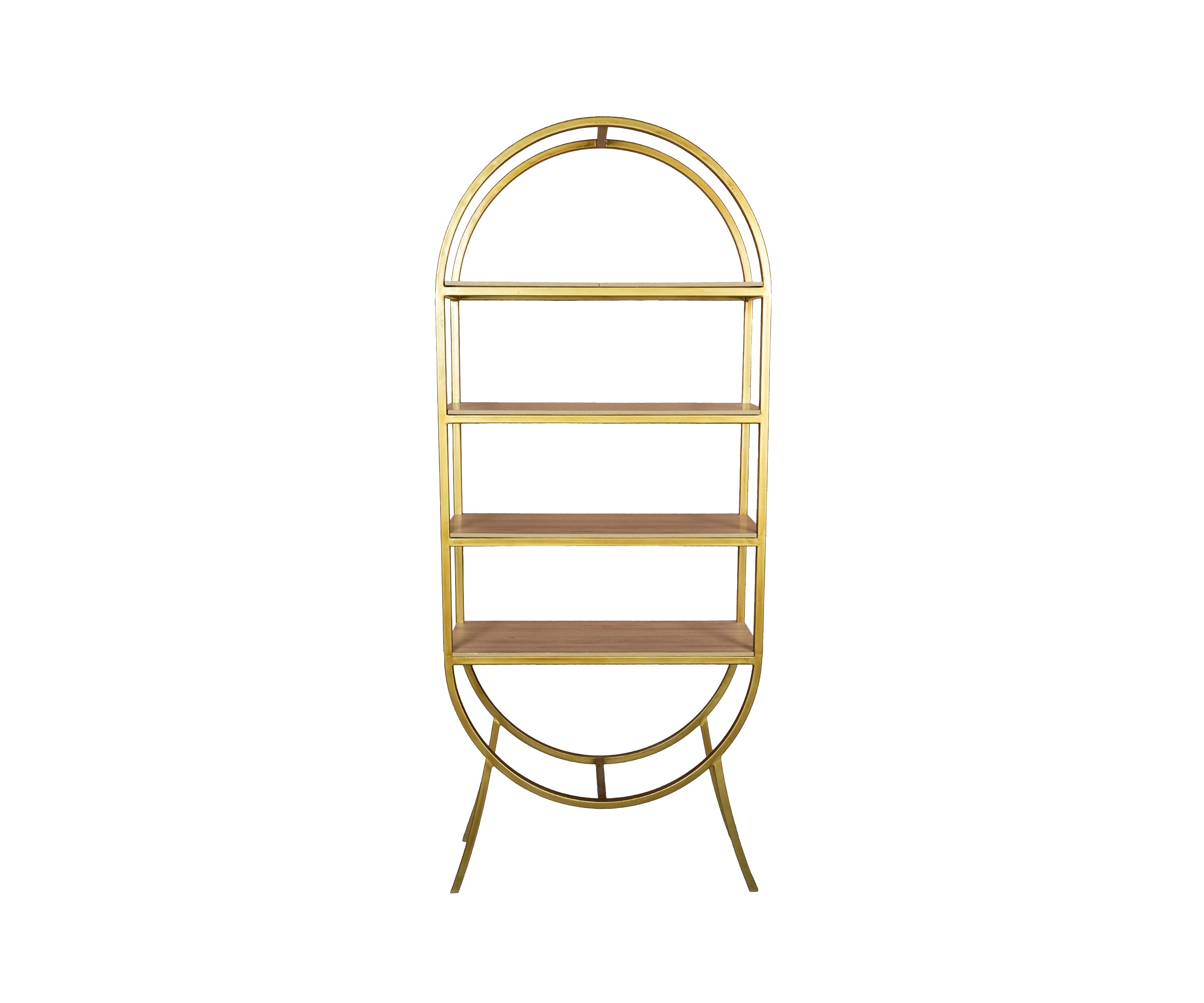 4-Tier Metal Arched Shelf with Wooden Shelves