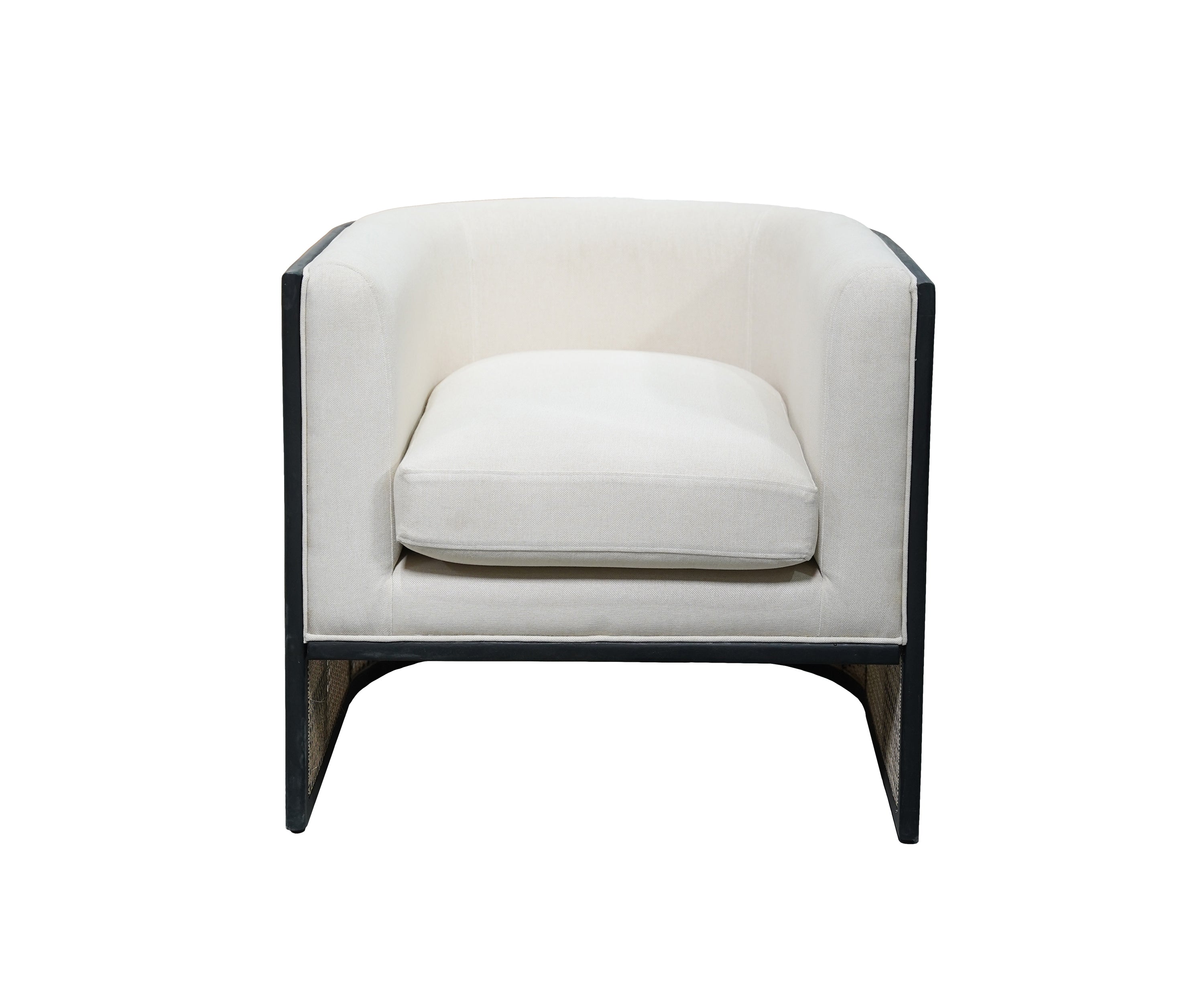 Cane Panel Armchair with Plush Linen Cushion