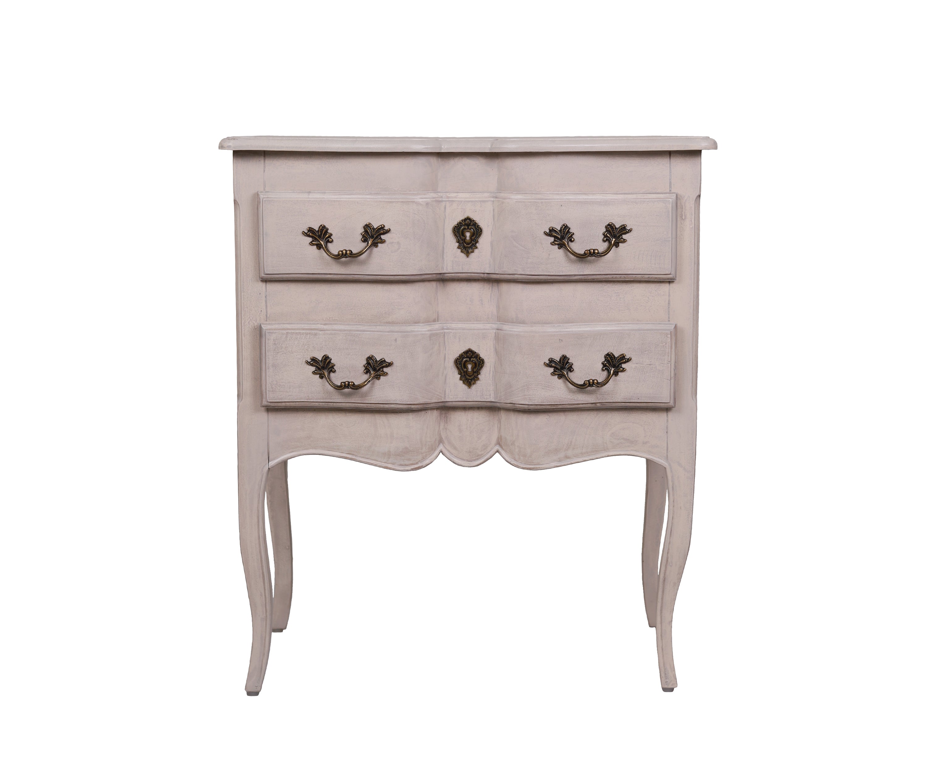 French Provincial Limed White Two-Drawer Chest