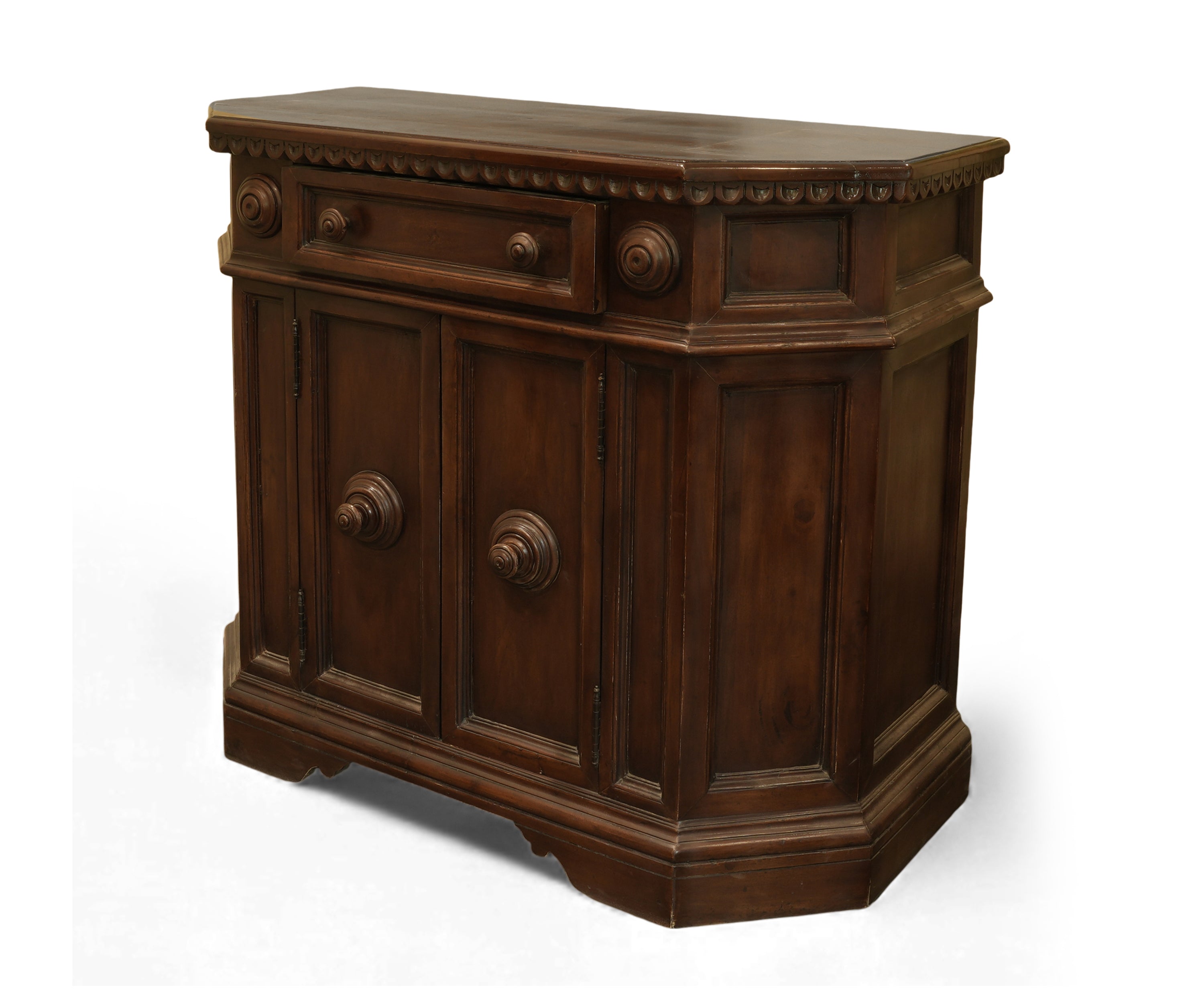 Classic Solid Wood Walnut Storage Cabinet with Drawer and Double Doors