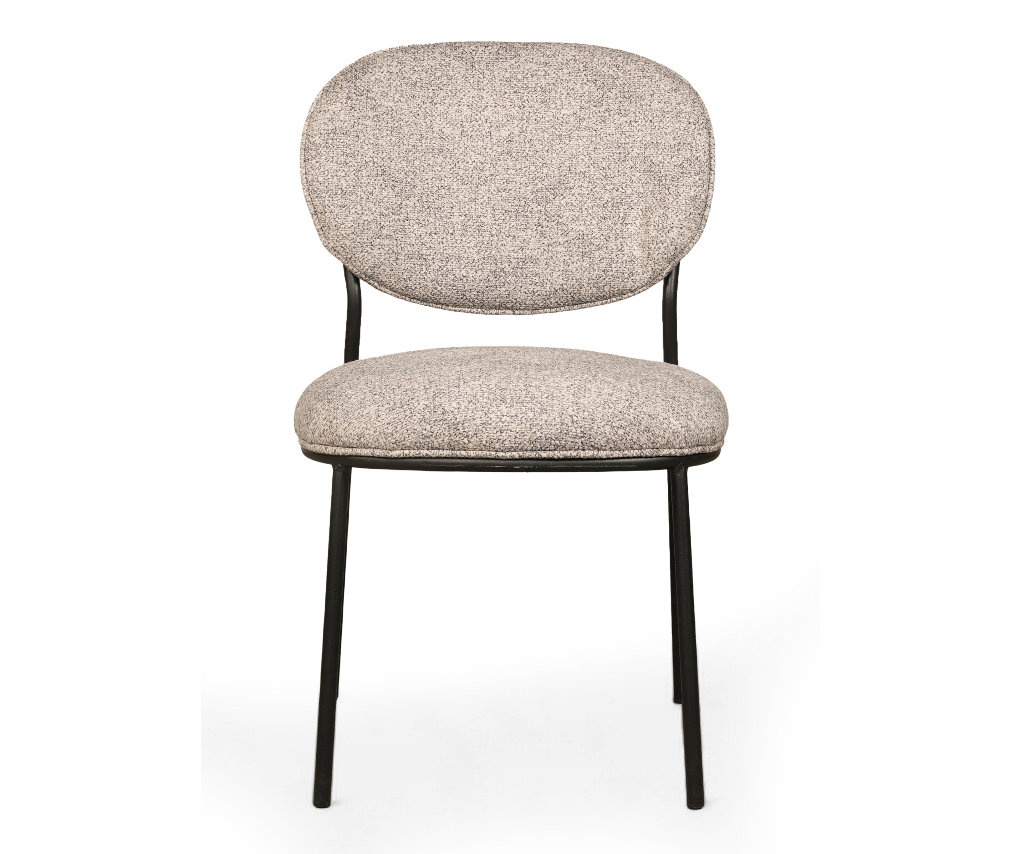 Modern Upholstered Dining Chair with Black Metal Legs