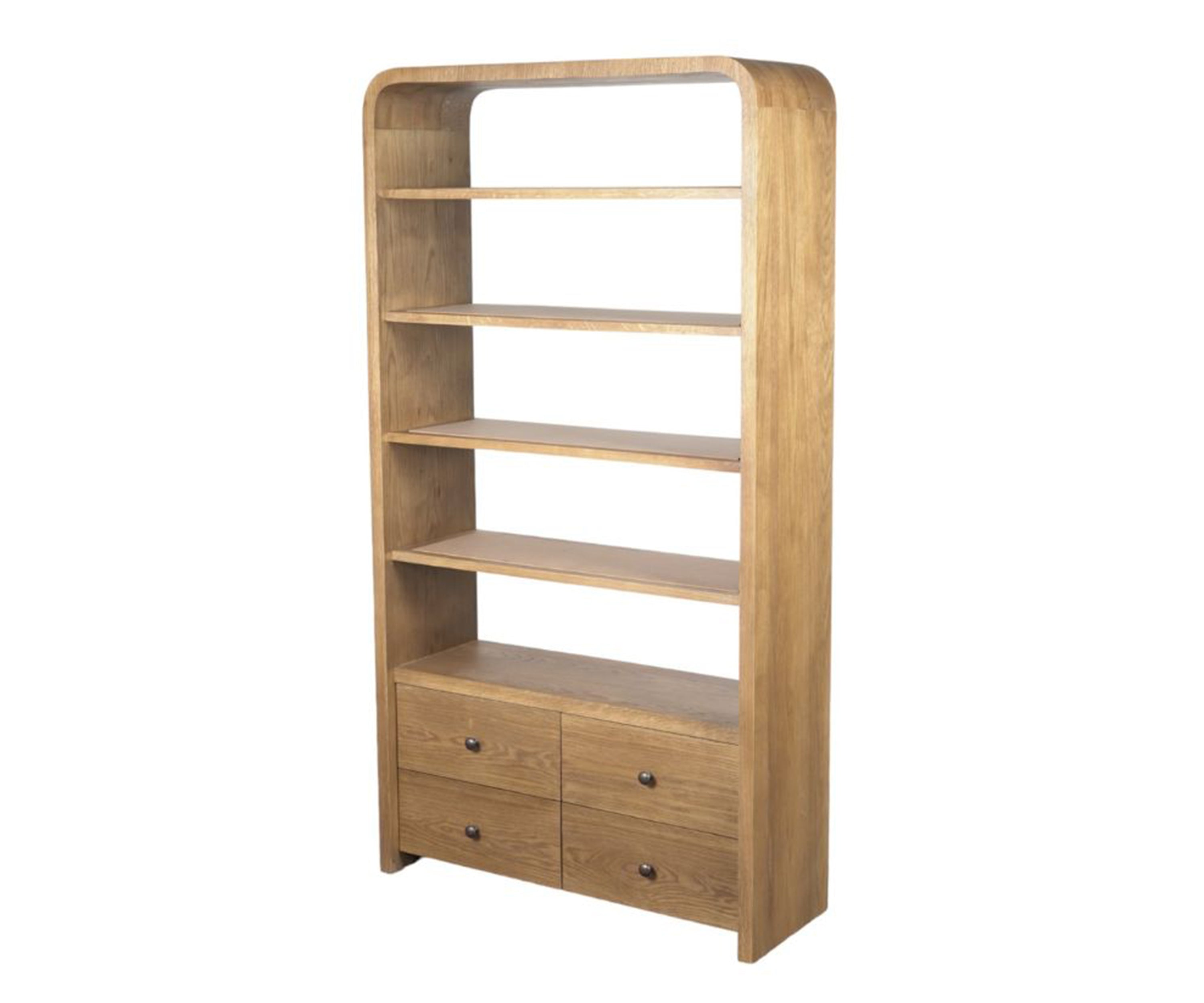 Modern Oak Wooden Display Shelf with 4 Drawers