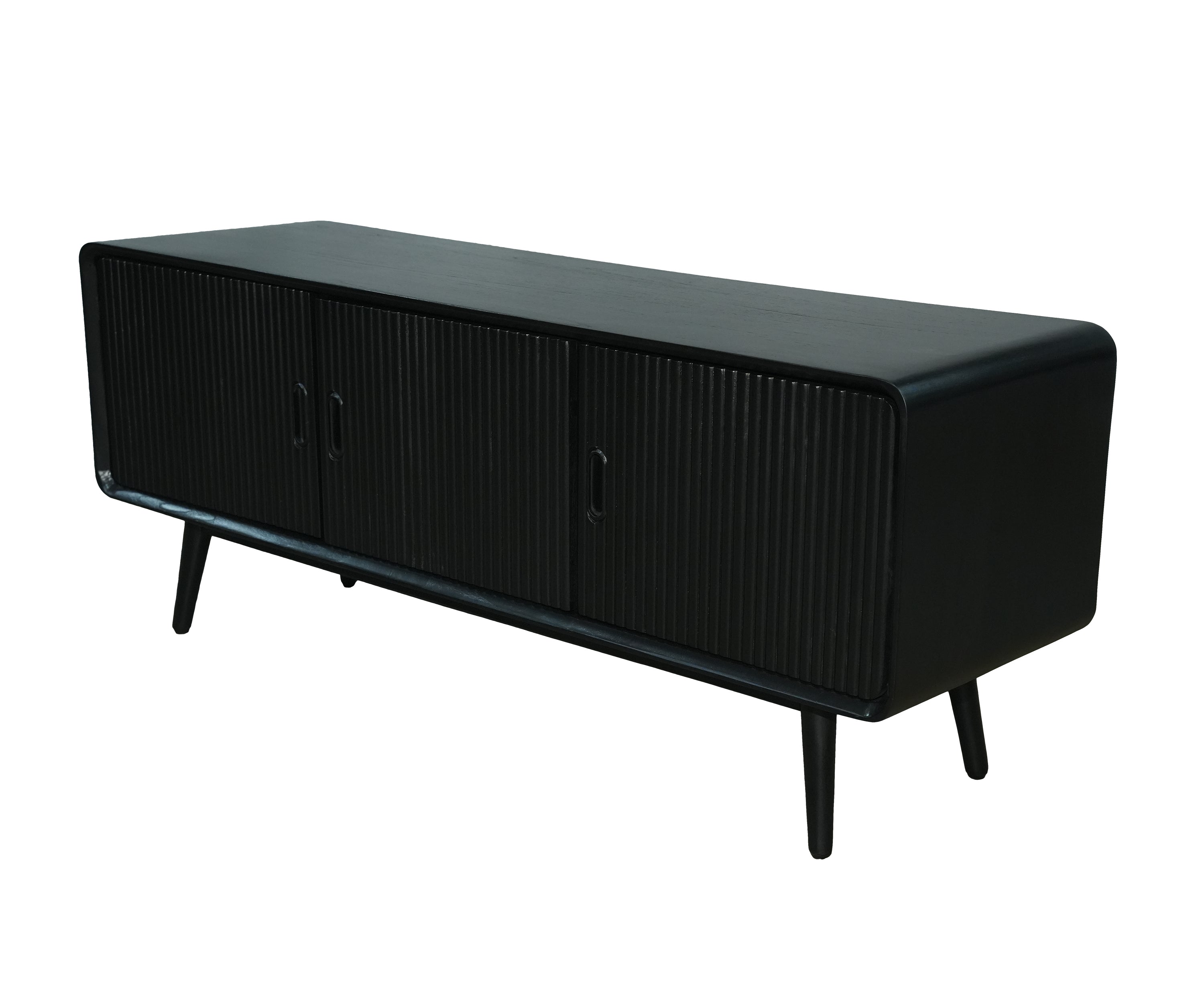 Black Fluted Rectangular TV Unit