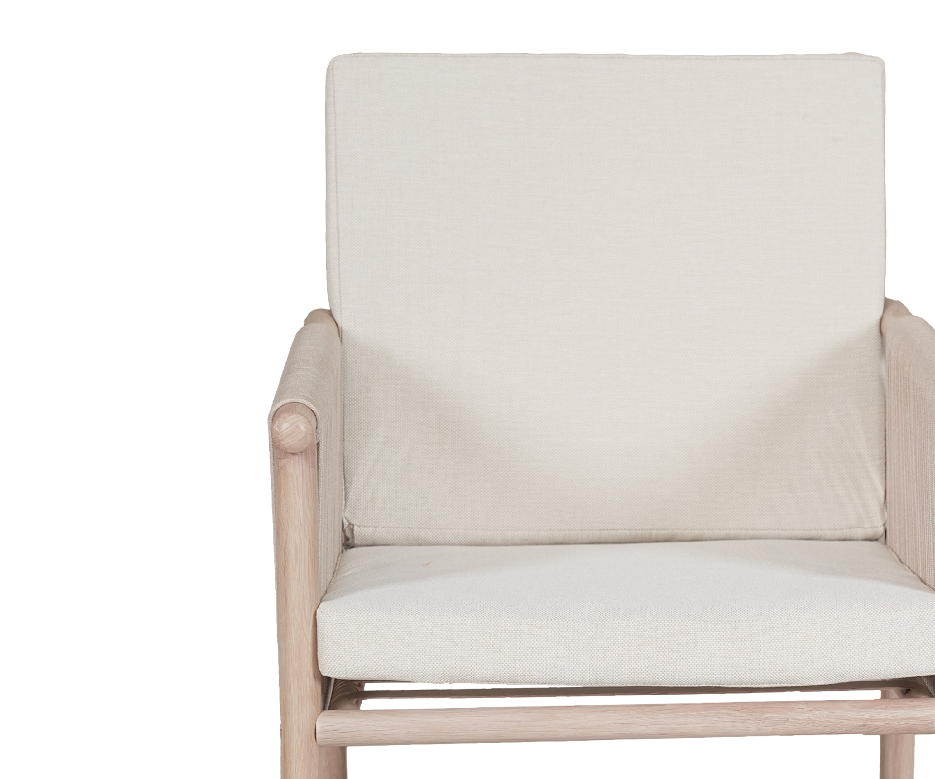 Beige Nylon Rope Outdoor Armchair with Metal Frame