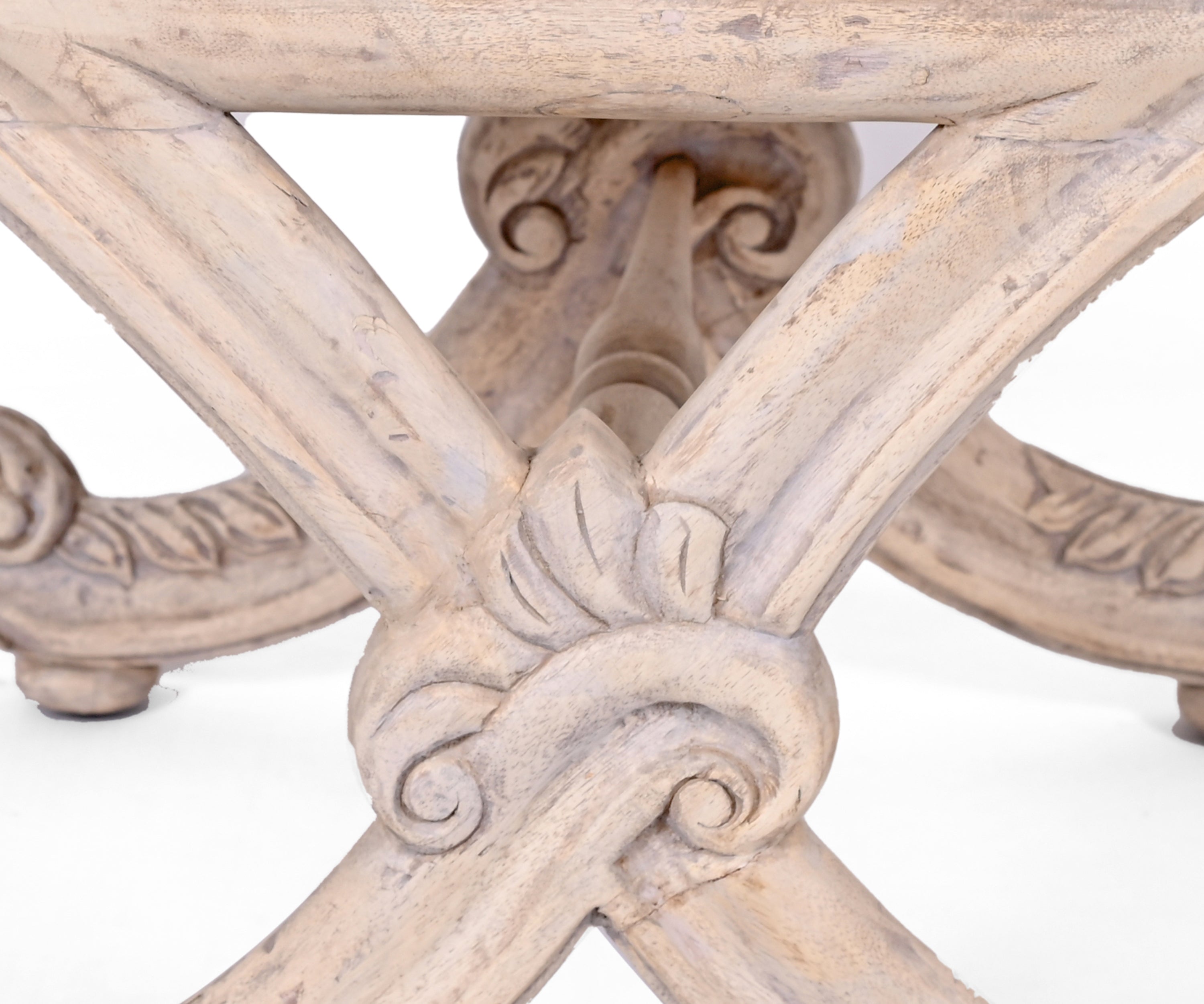 French Base Stool with Handwoven Dhurrie