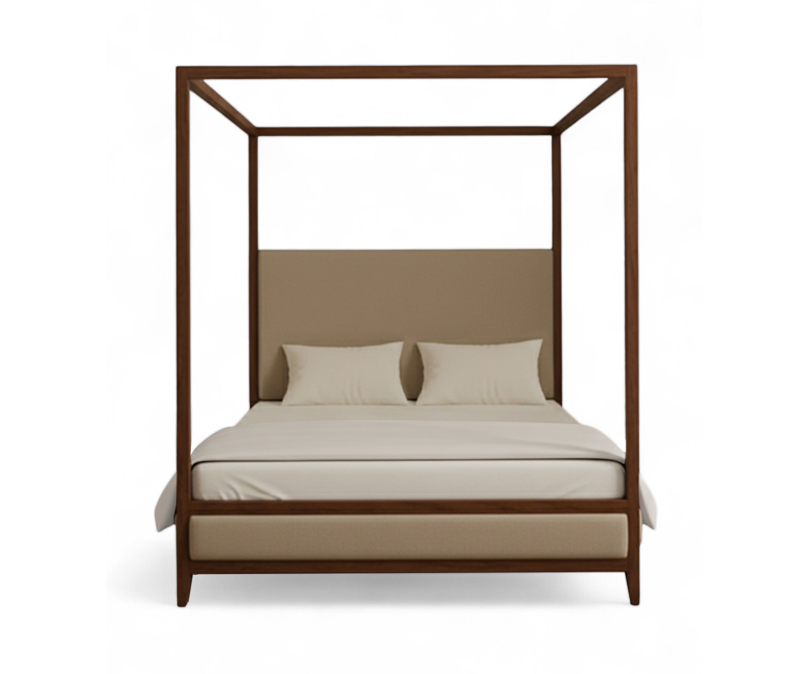 Alden Upholstered Oak Wood Canopy Bed