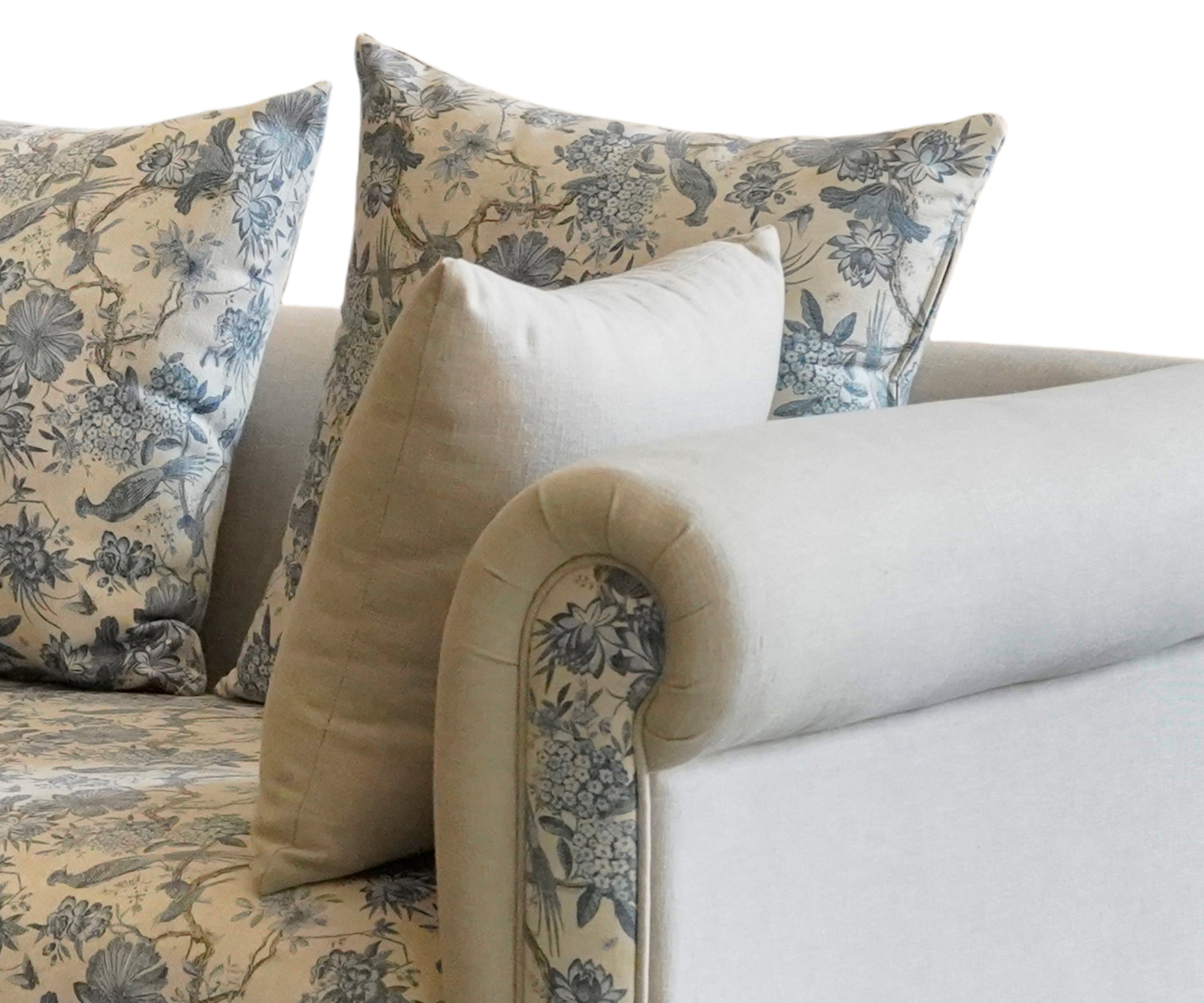 Printed Cotton Curved Arm 3 Seater Sofa