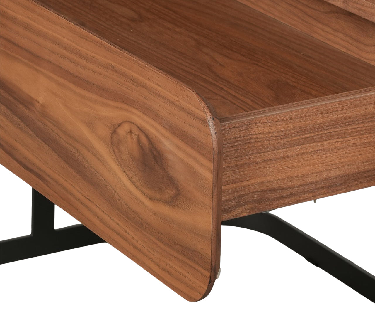 Modern Wooden Study Table with Metal Base and Storage Drawer