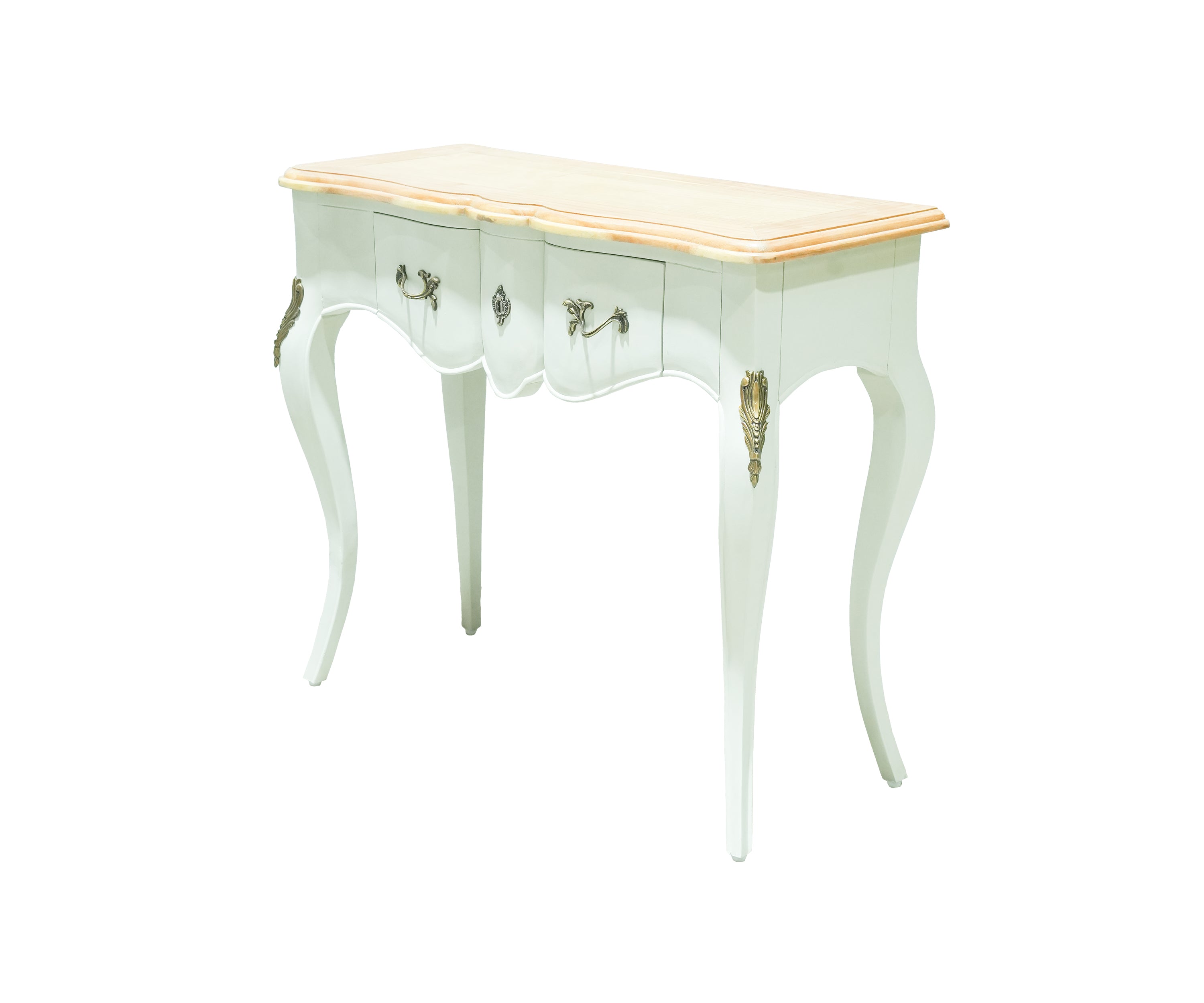 French Off-White & Teak Console