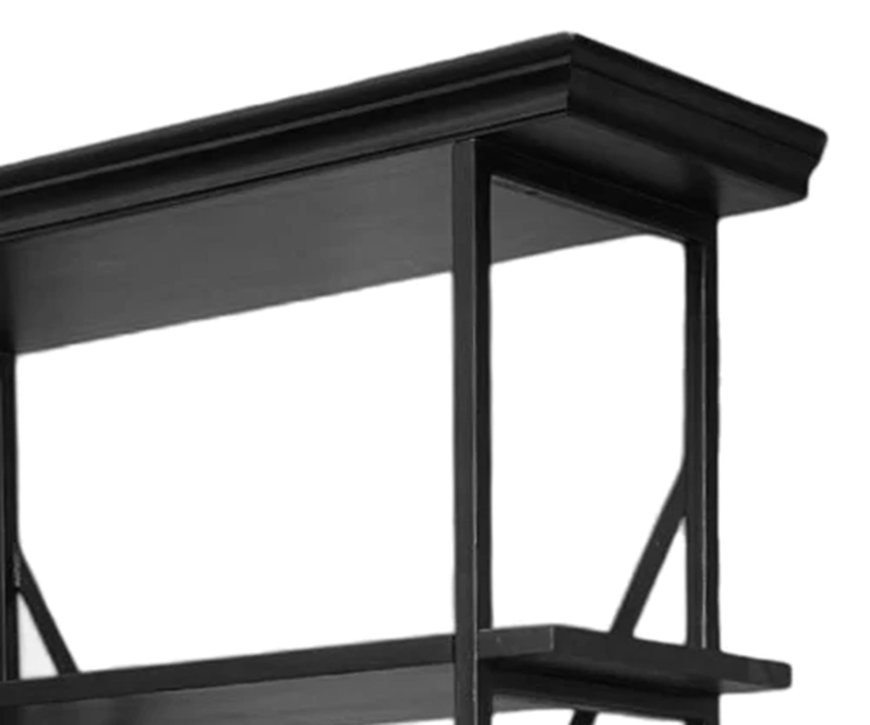 Modern Black Open Bookshelf with Cross Back Frame