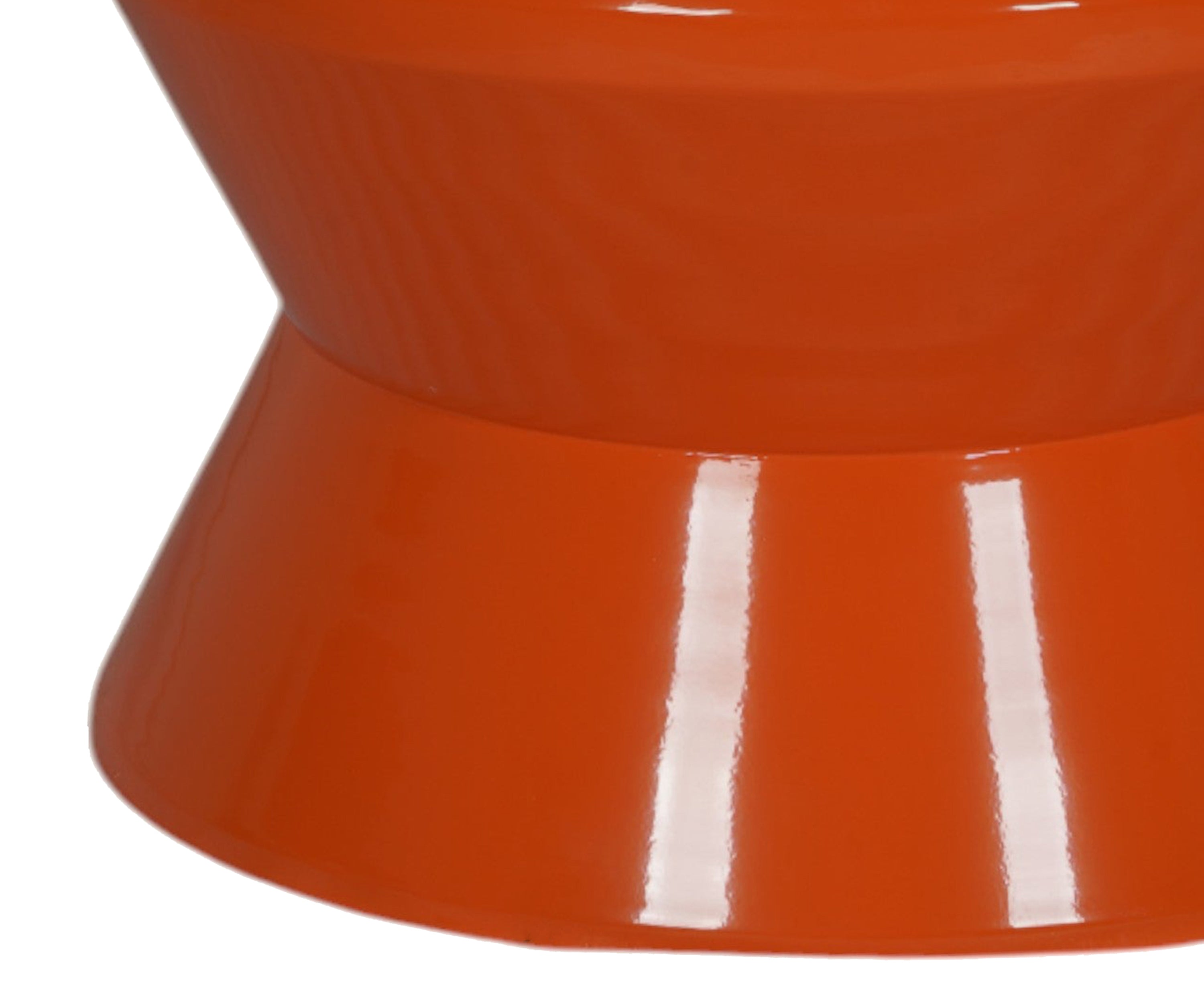 Glossy Orange Sculptural Metal Side Table with Pedestal Base