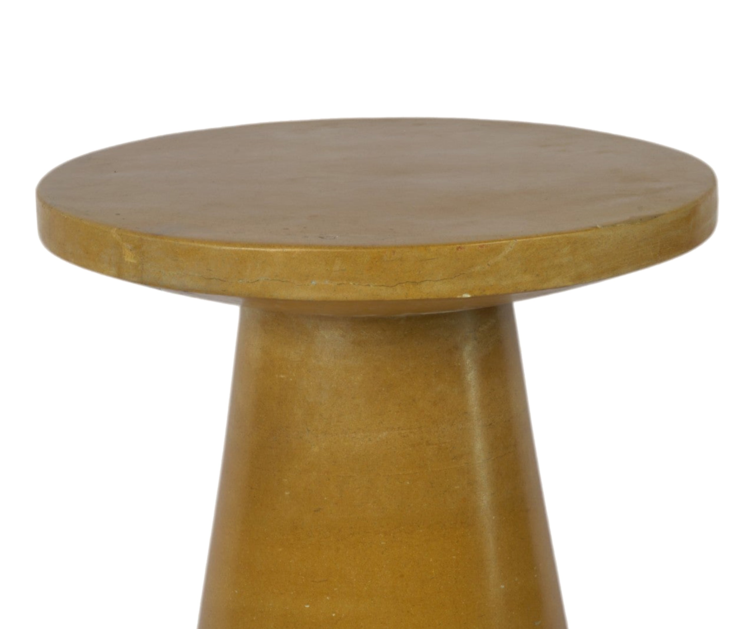 Ochre Round Side Table with Tapered Pedestal Base