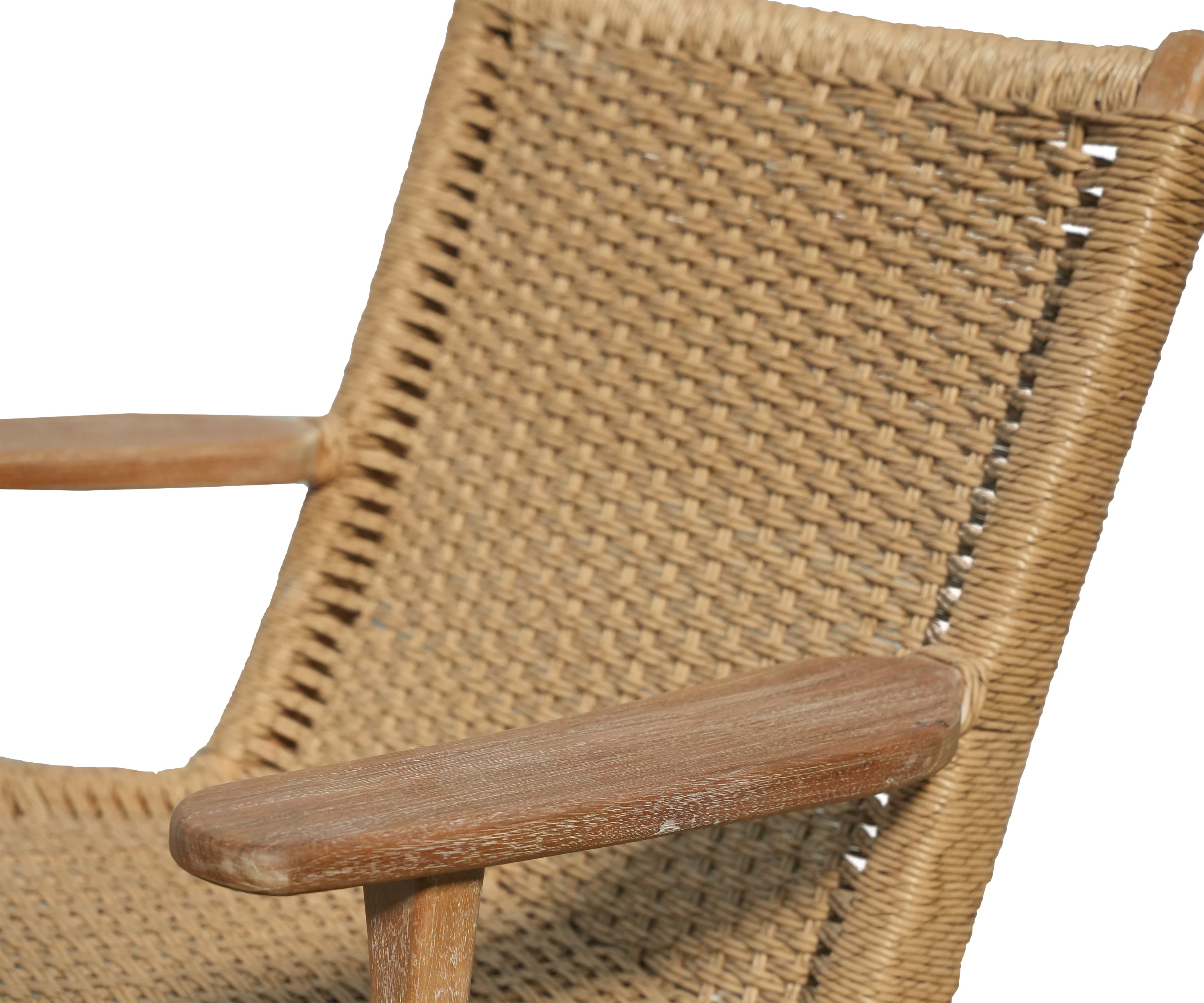 Solid Wood Outdoor Chair with Double Handwoven Rope Seat