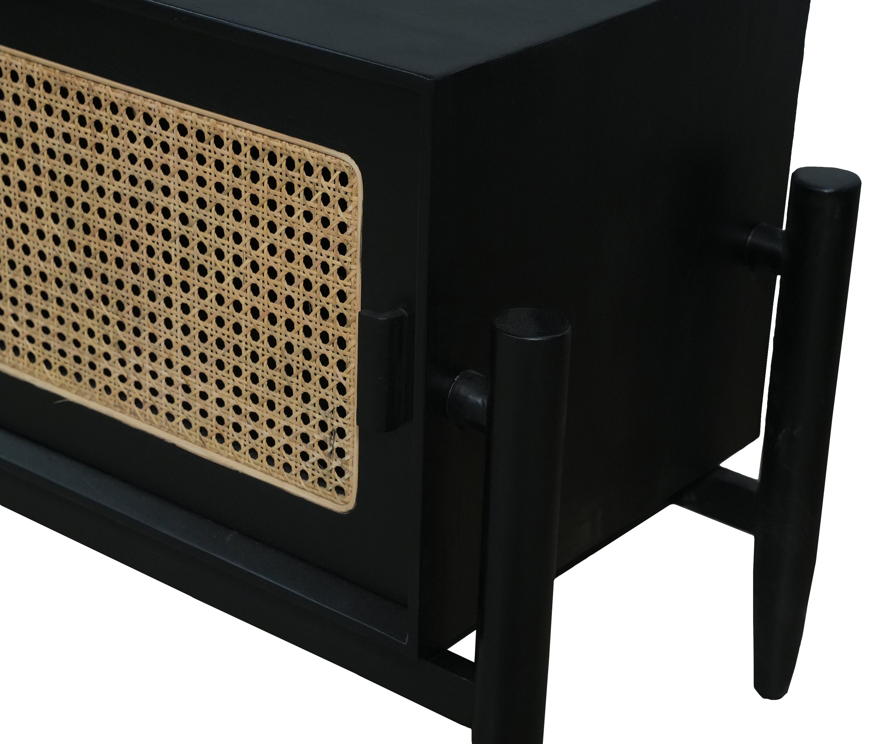 Black & Cane Modern Low Table Unit