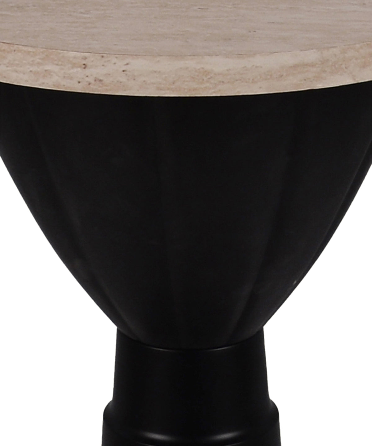 Dual Toned Side Table with Matte Black Metal Pedestal