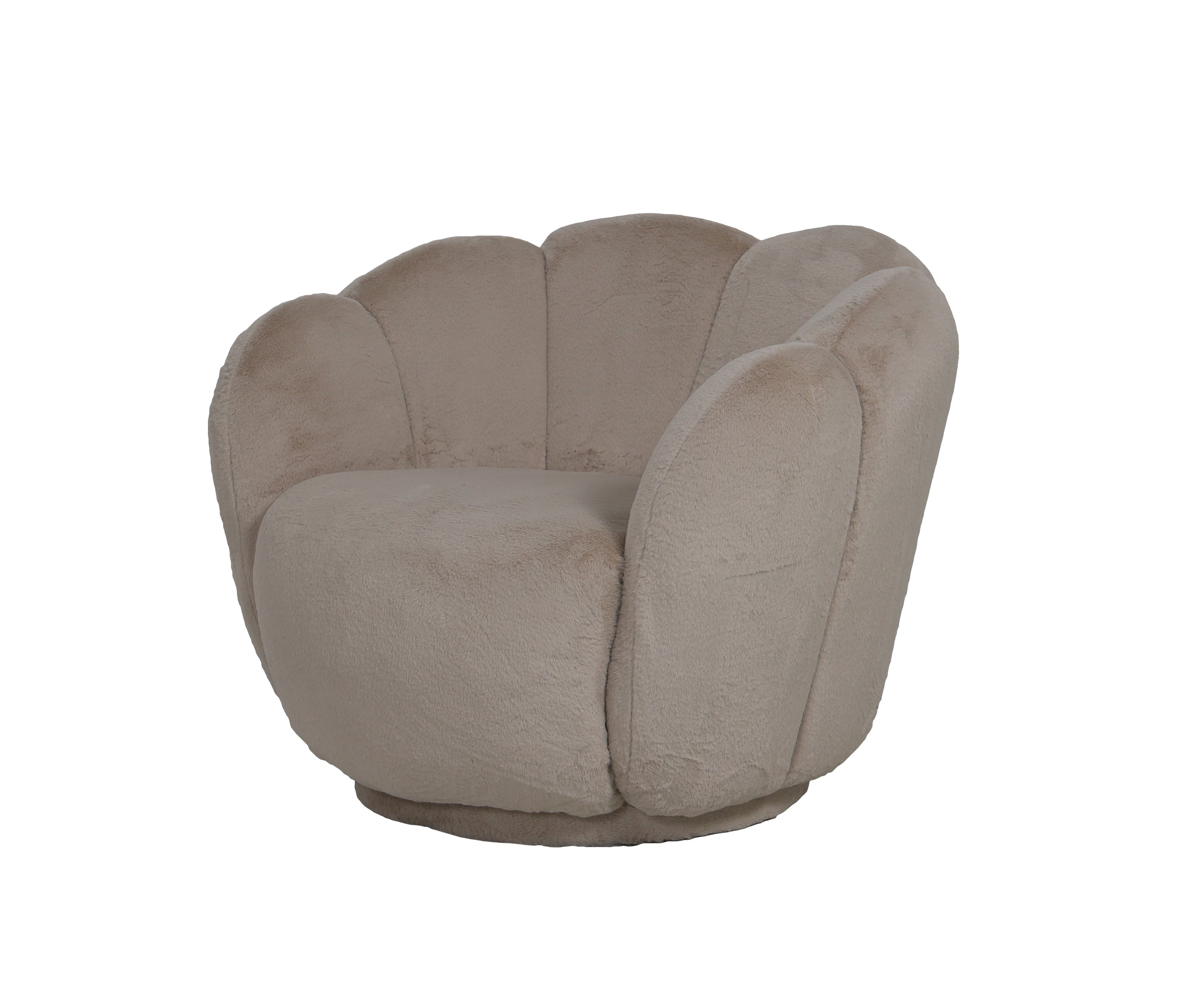Petal Back Swivel Accent Chair in Beige Velvet