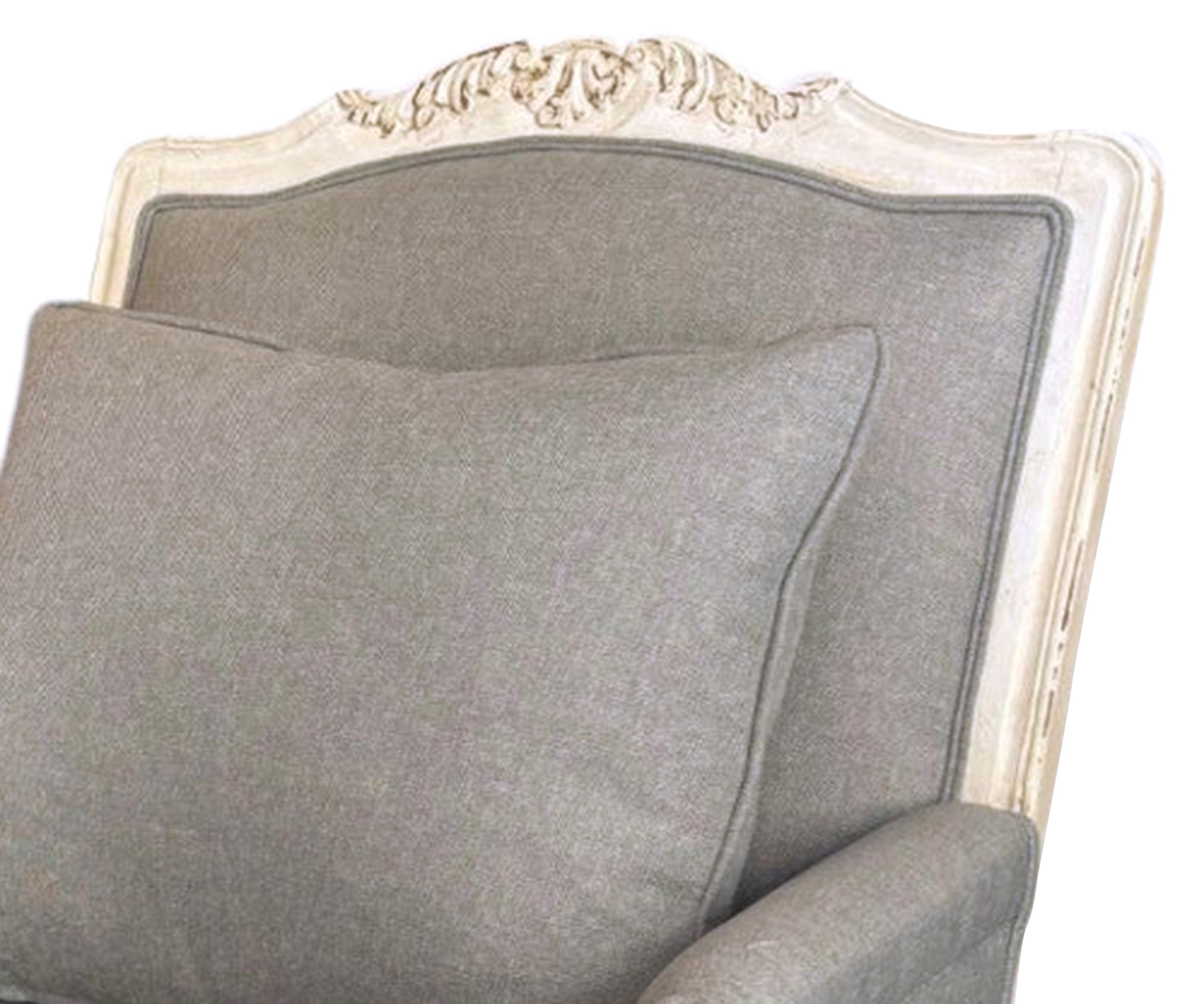 French Bergere Linen Accent Arm Chair - Gray