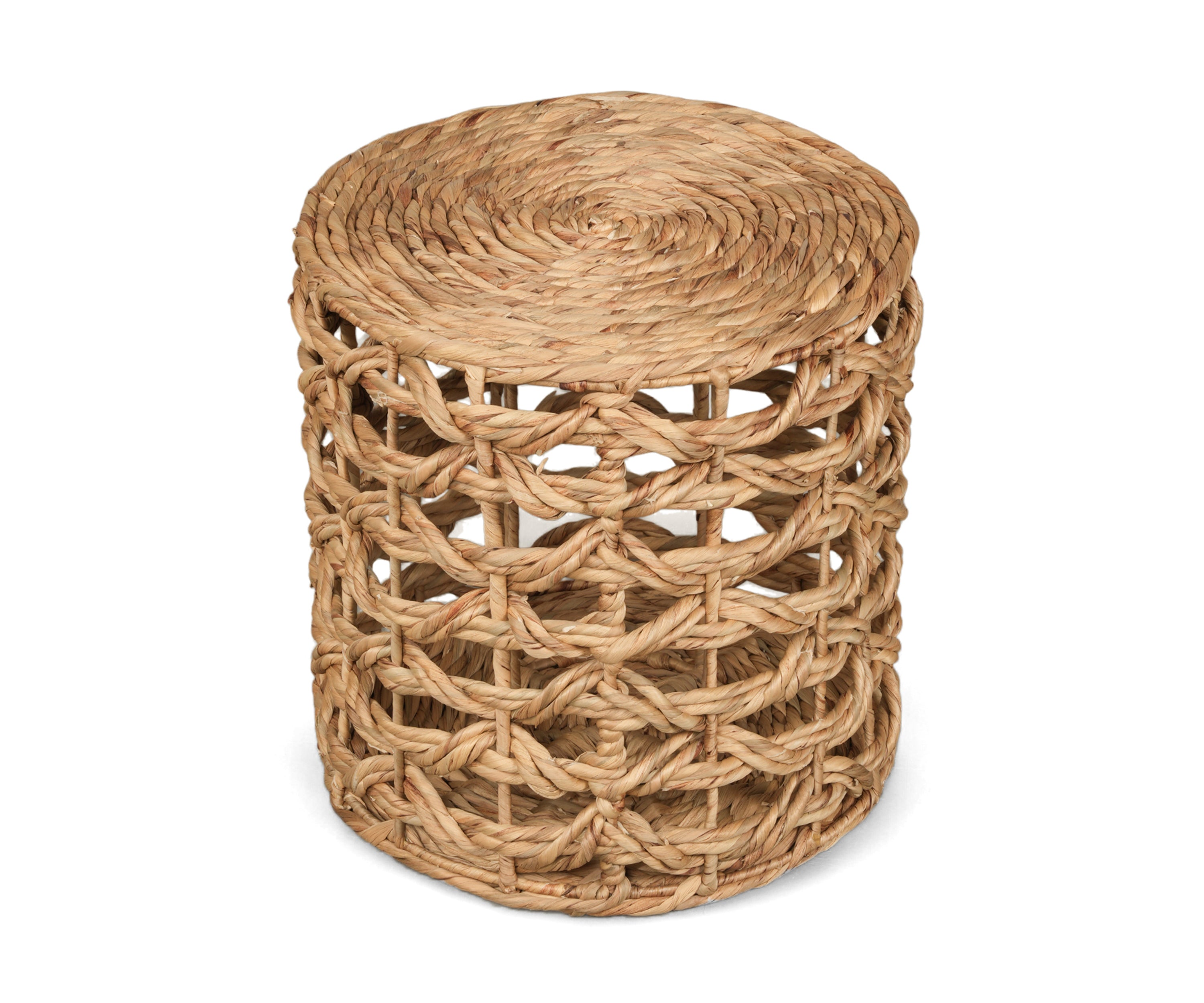 Open Weave Round Jute Stool