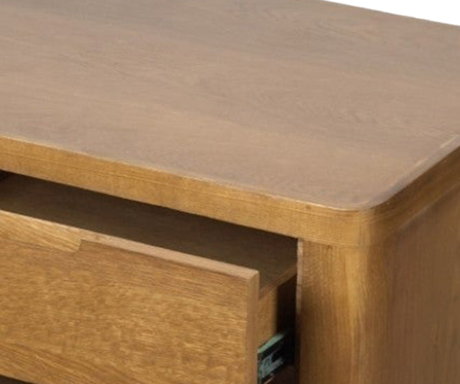 Natural Wood Rounded Edge 3-Drawer Night Stand