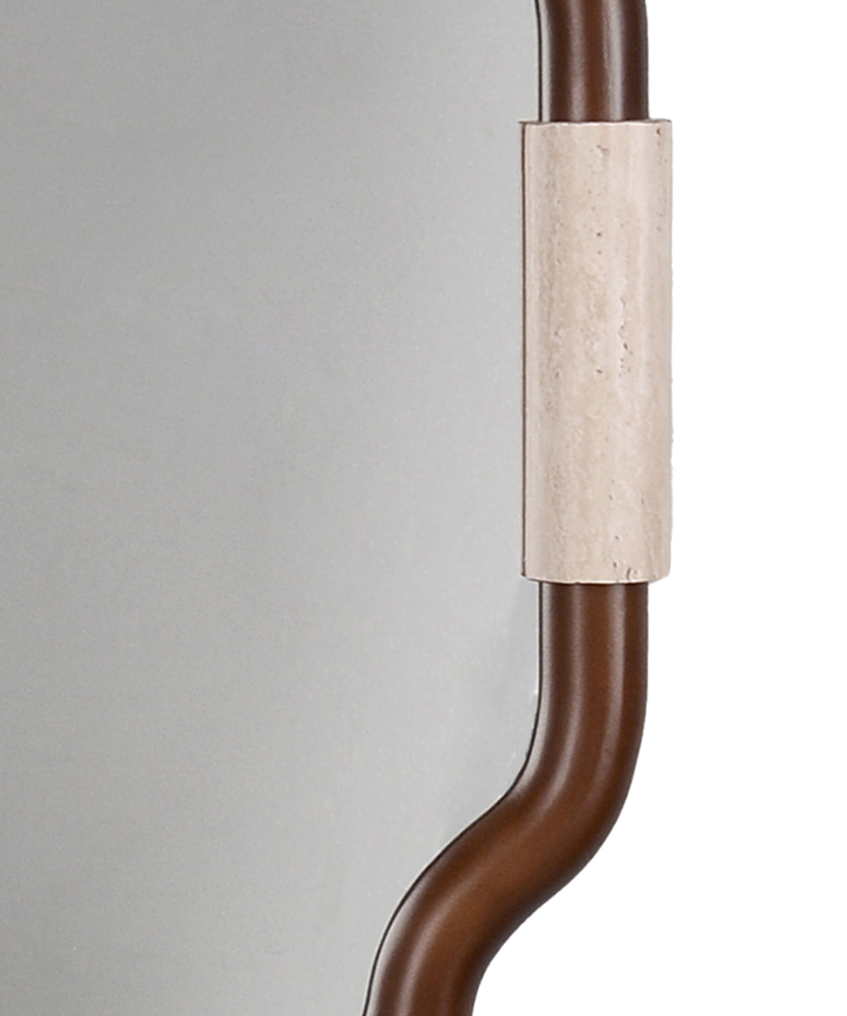 Warm Brown Scalloped Wall Mirror with Accent Bands