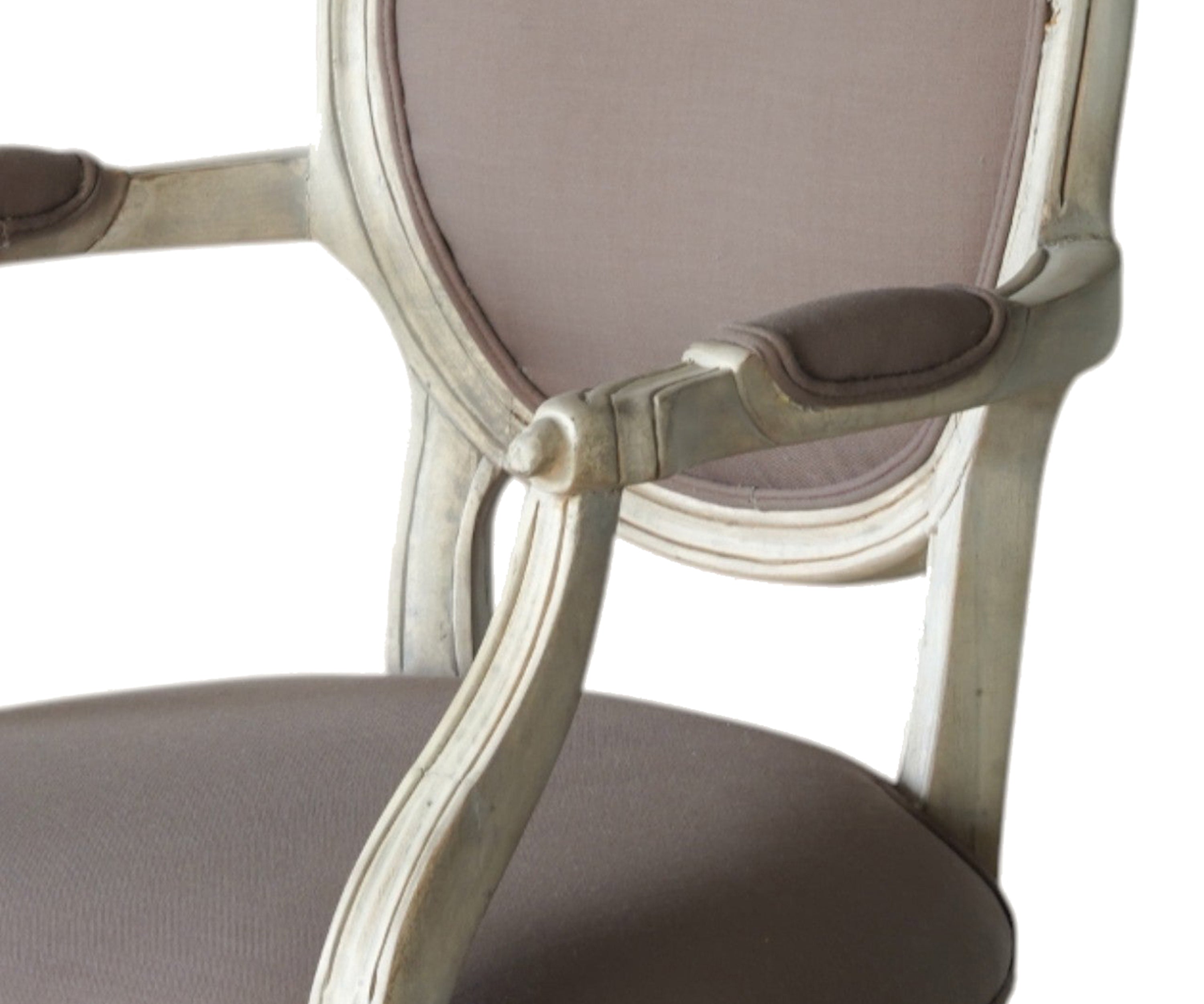 French Carved Oval Back Arm Chair