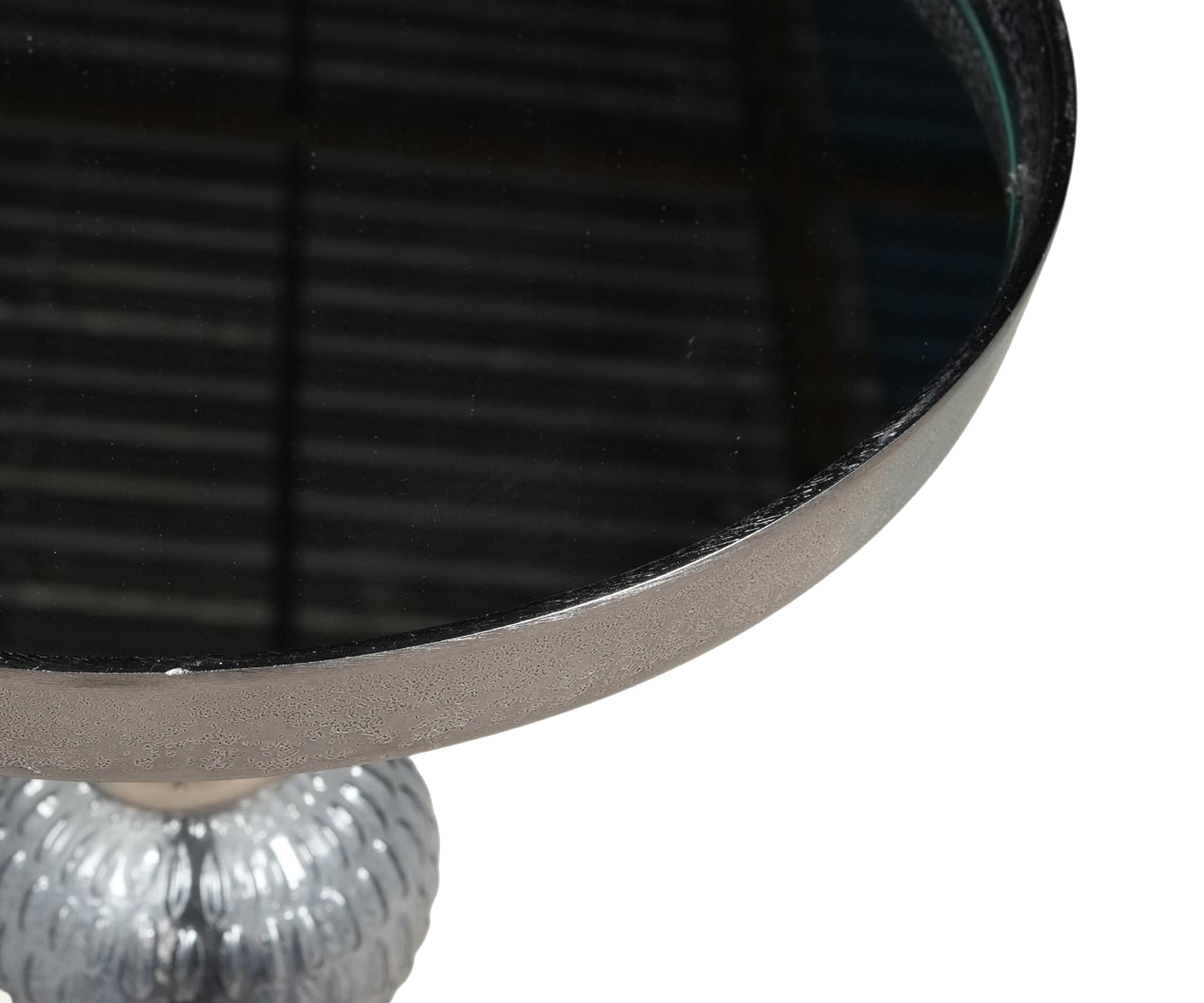 Black Glass Martini Side Table with Triple Orb Sculptural Base