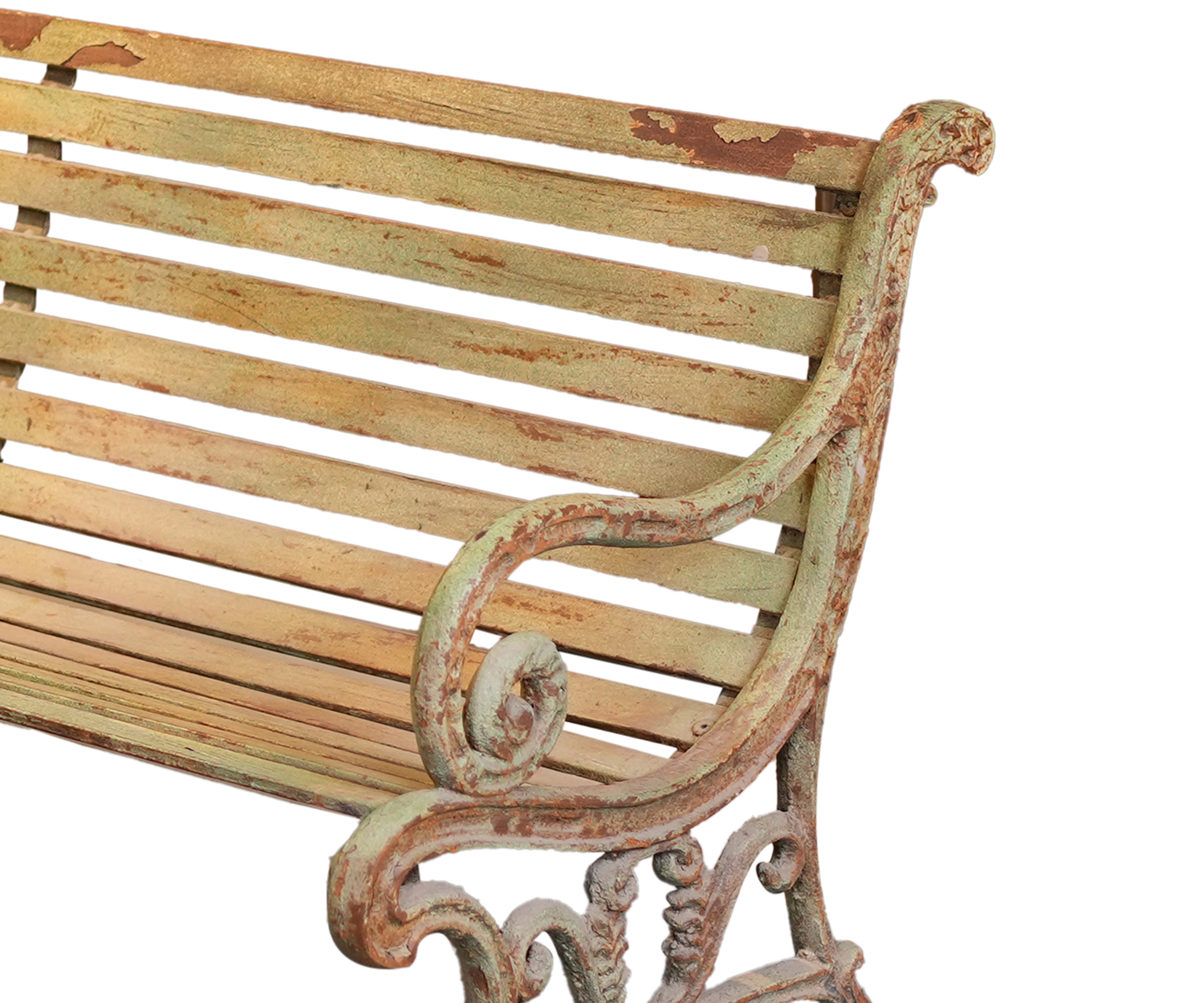 Vintage Outdoor Bench with Slatted Seat
