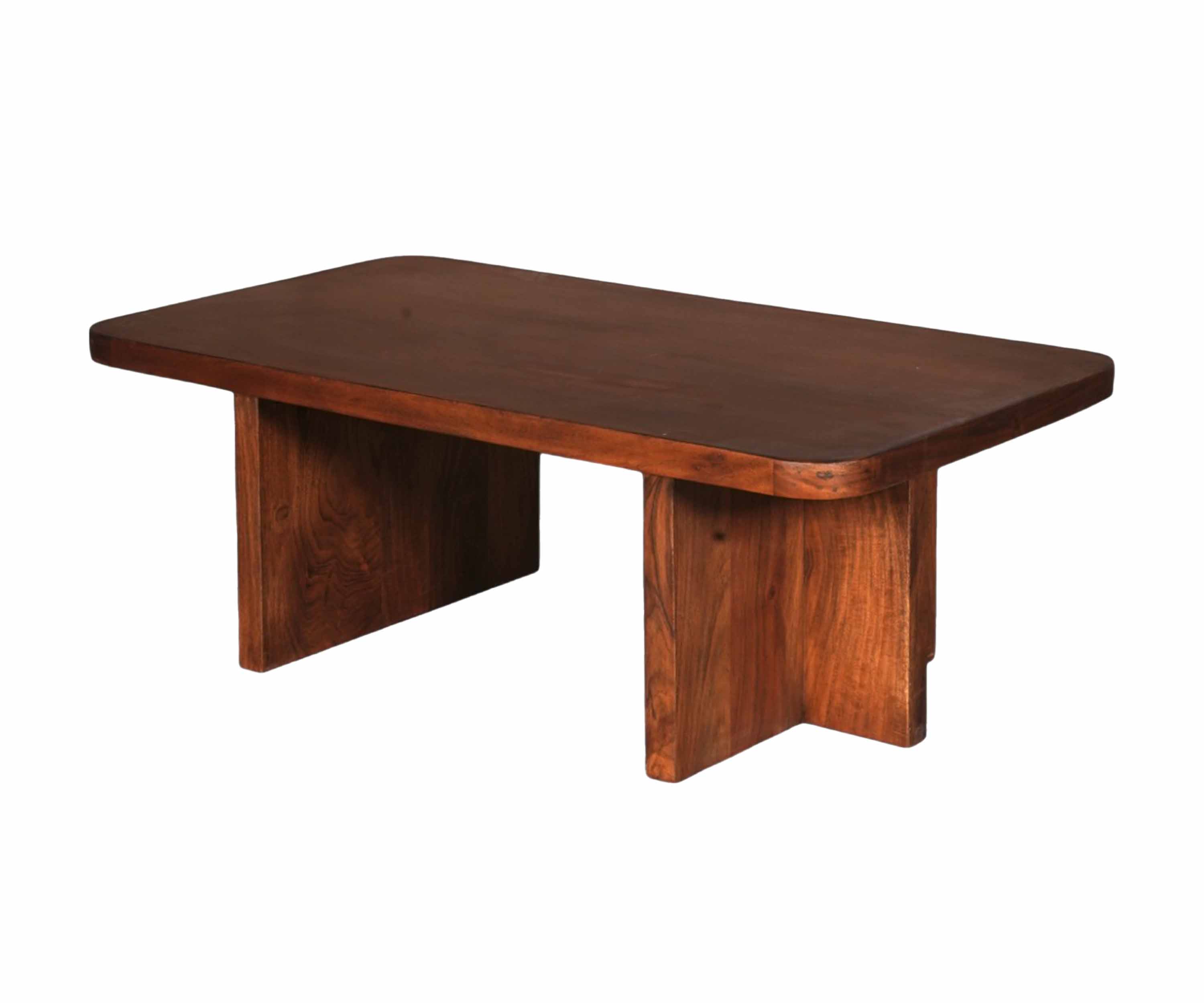 Solid Acacia Wood Coffee Table in Rich Brown Finish