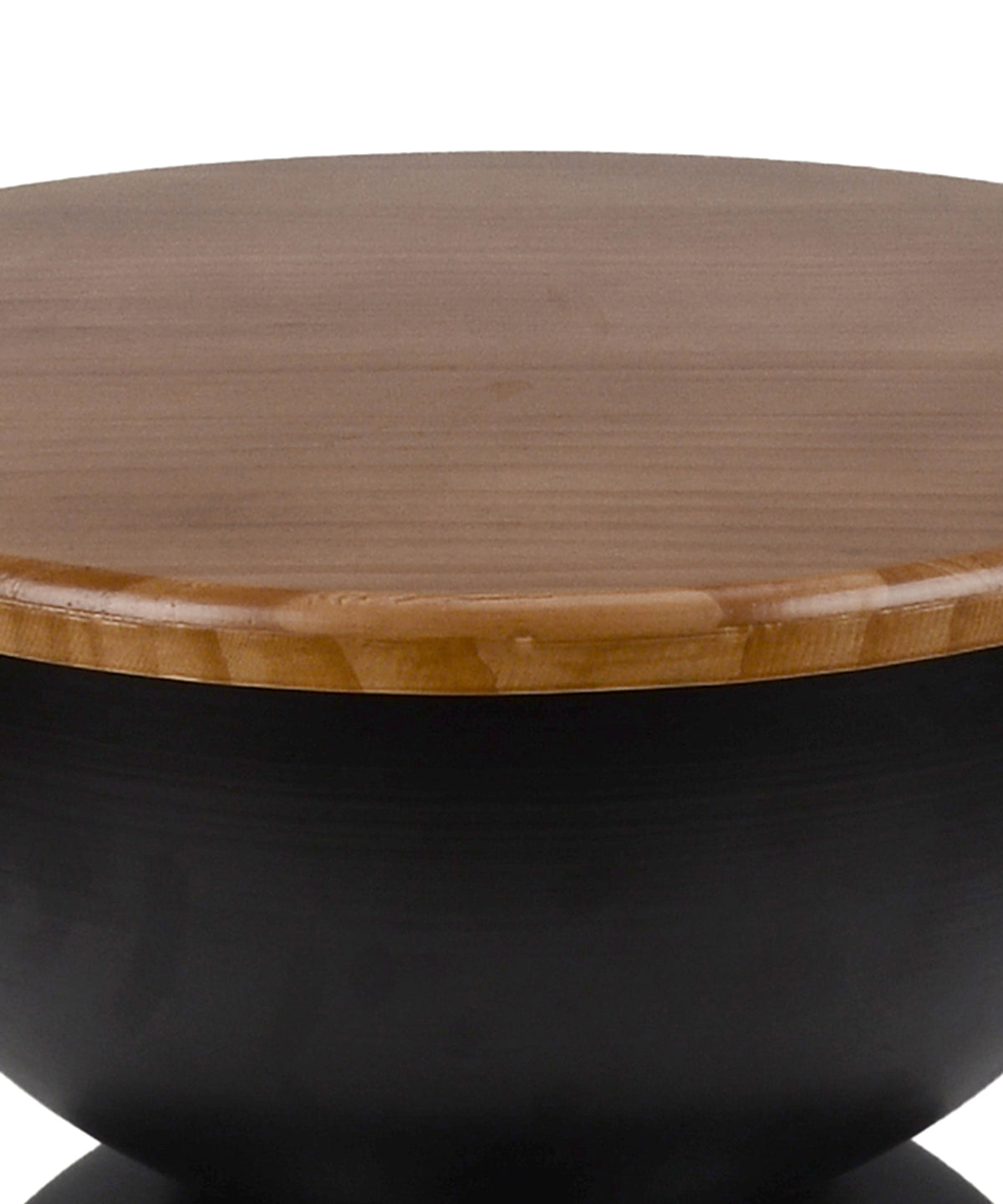 Round Sculptural Matte Black Hourglass End Table
