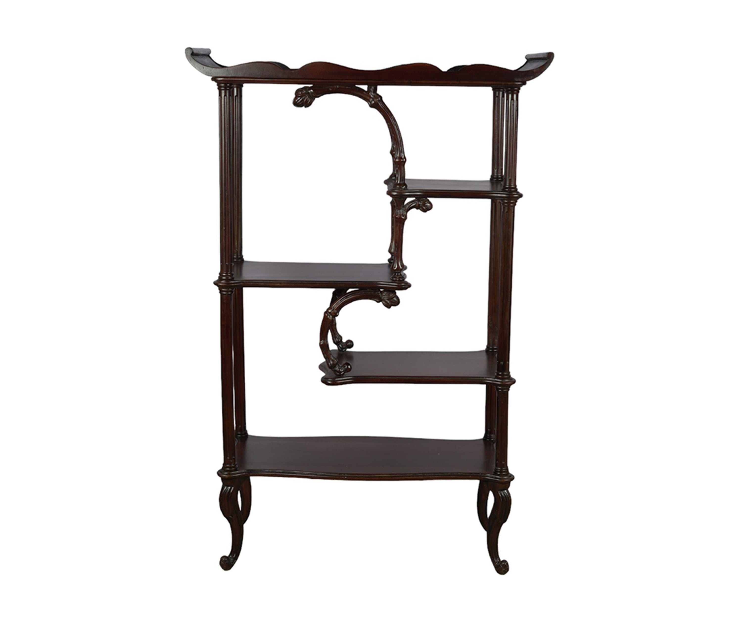 Modern Dark Wooden Display Shelf with Curved Legs