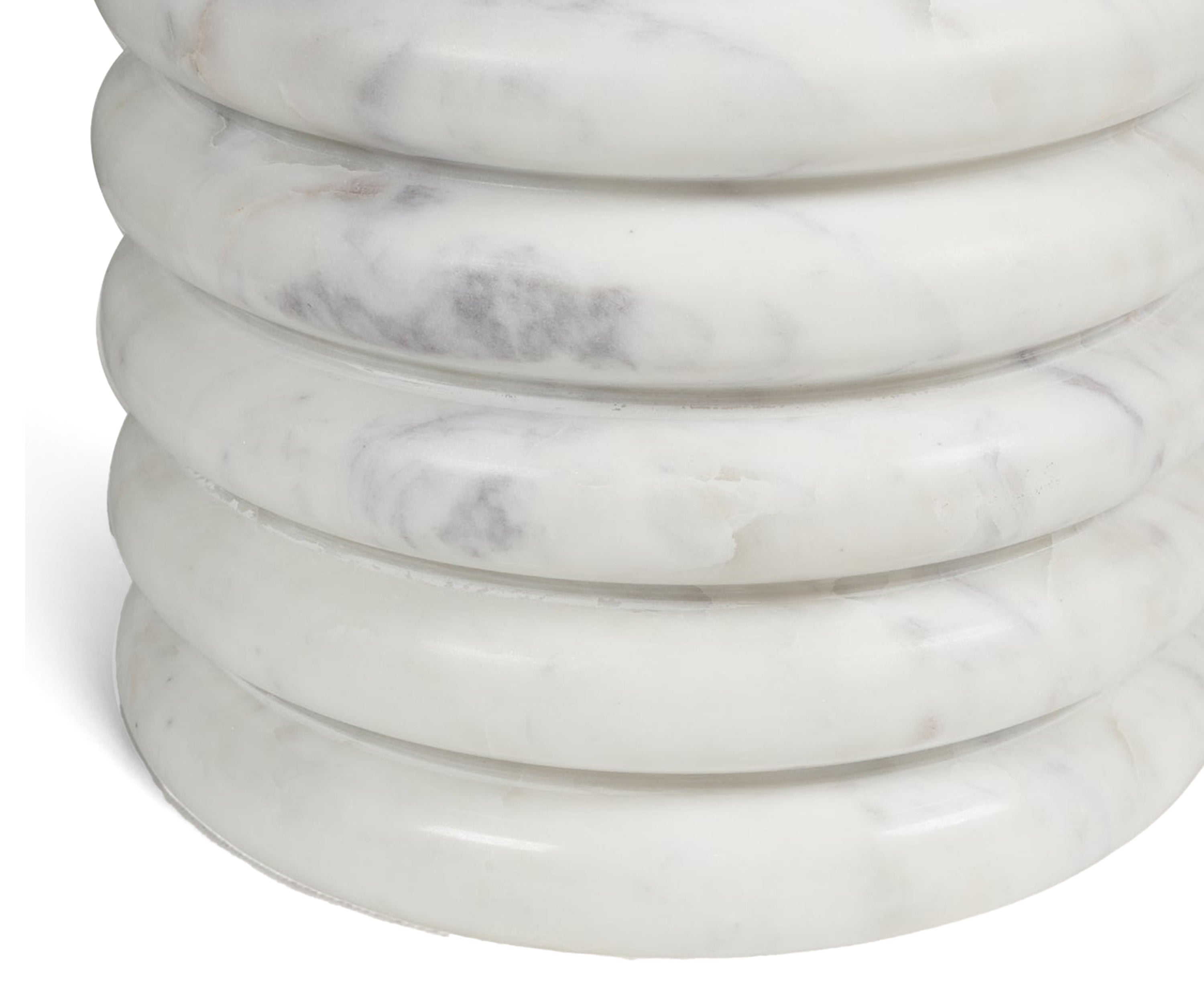 White Marble Side Table with Sculptural Ring Base