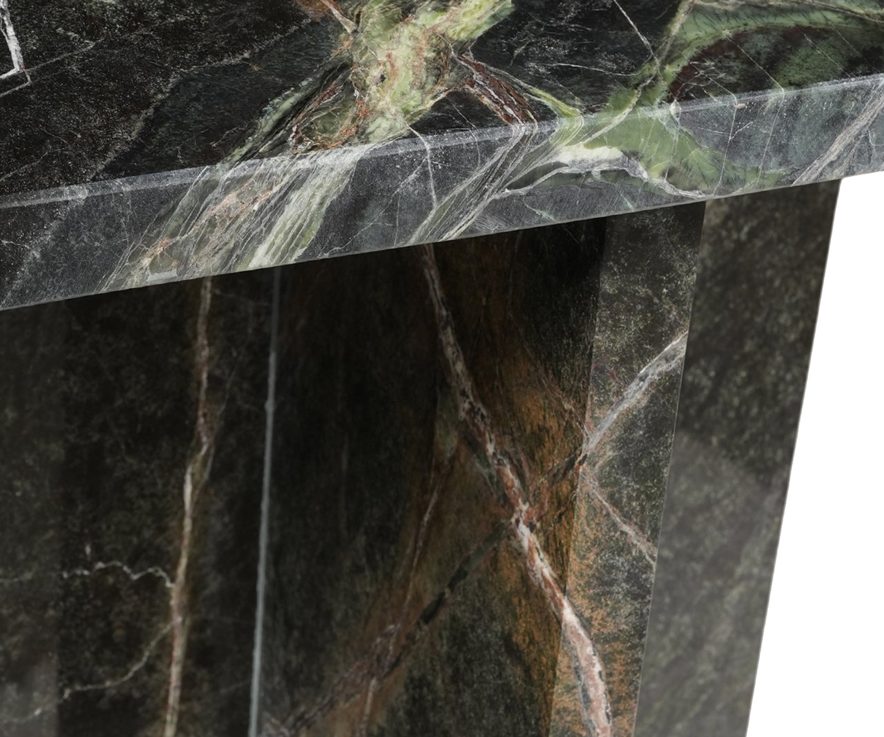 Black Marble Side Table with Sculptural Pedestal Base