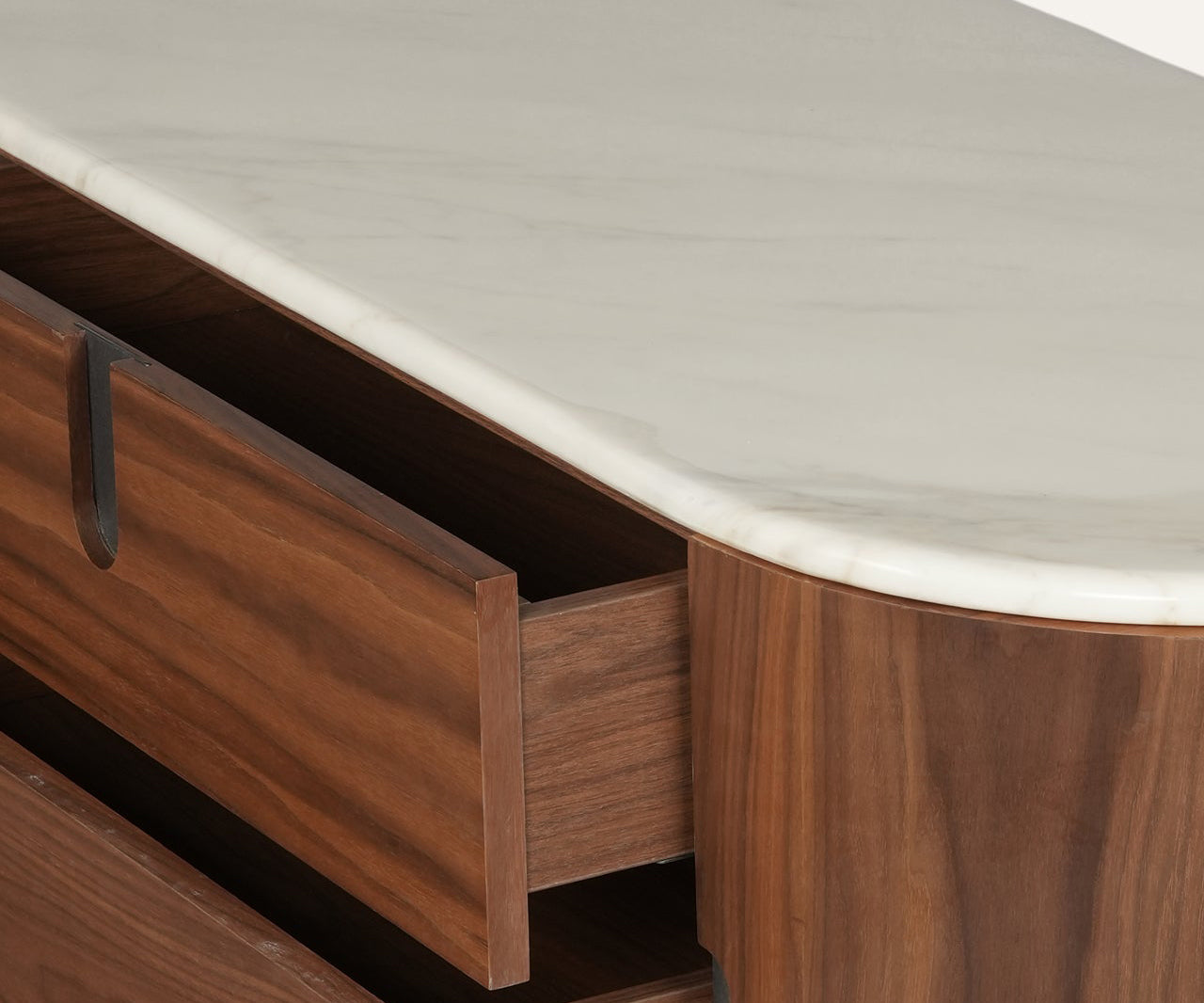 Modern Walnut Chest of Drawers with Marble Top