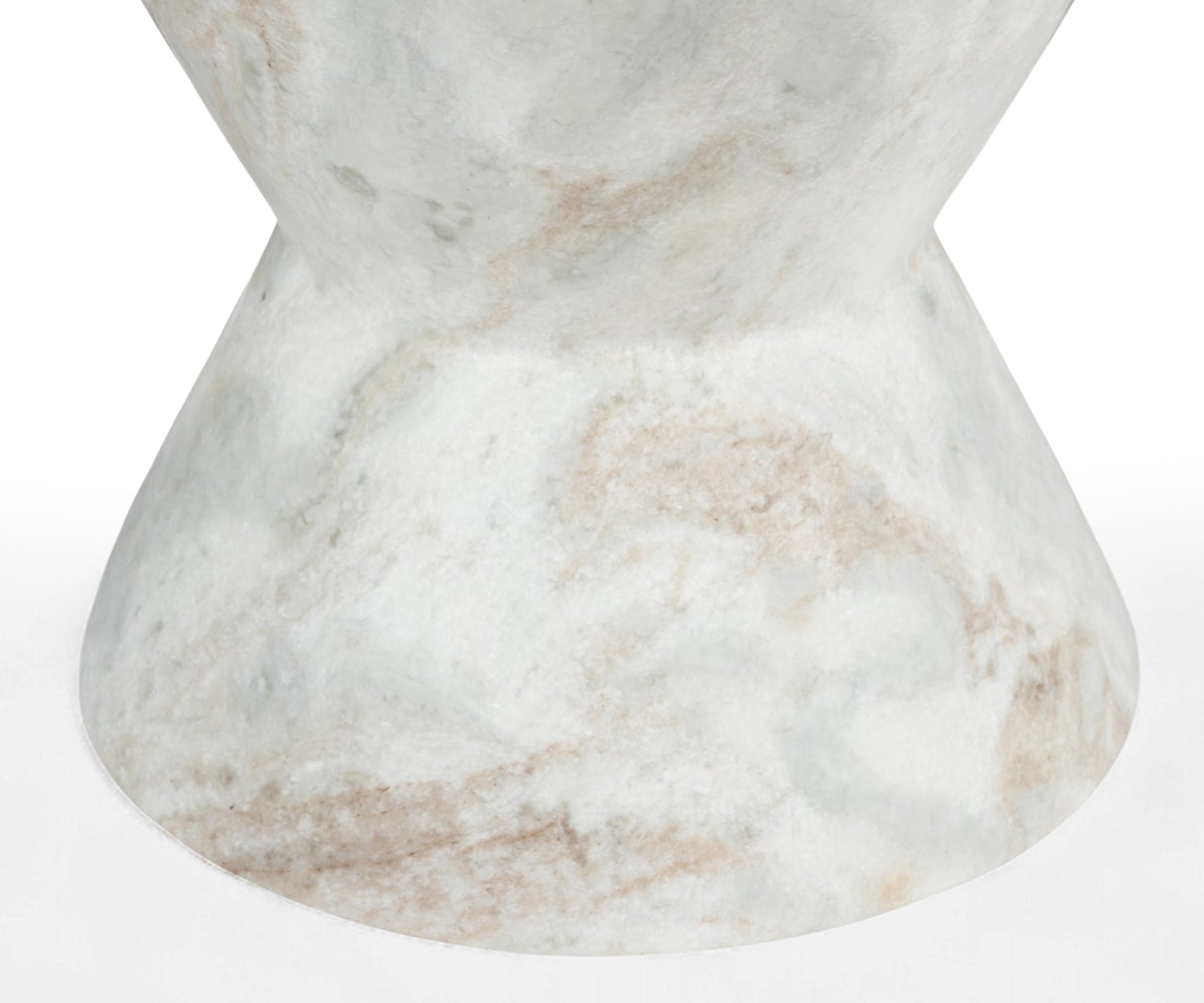 White Marble Side Table with Sculptural Hourglass Base