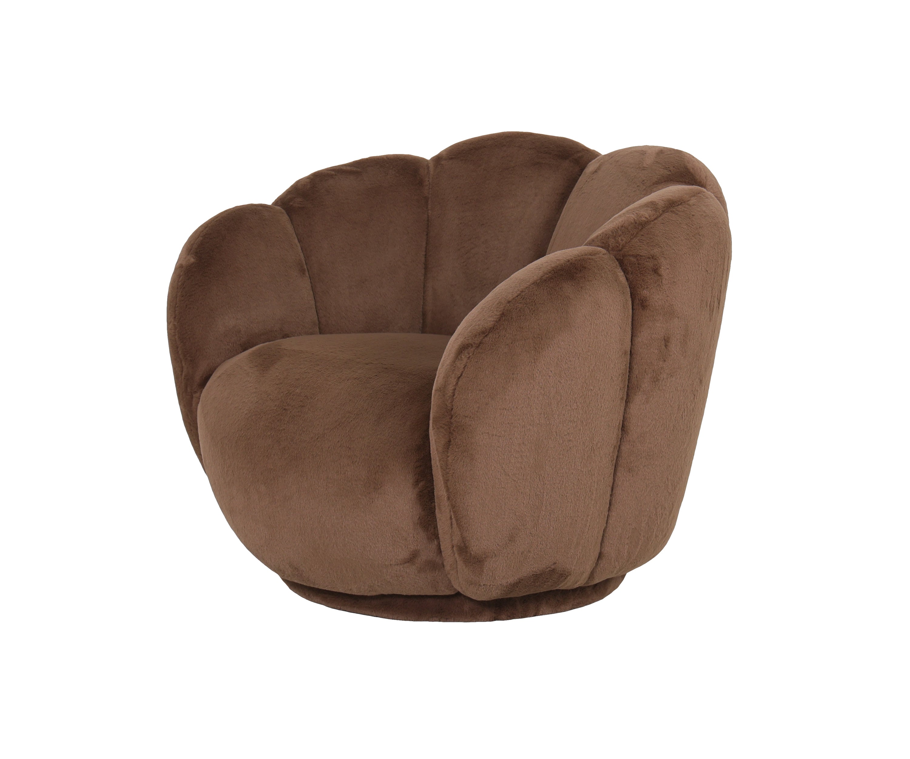 Petal Back Swivel Accent Chair in Chocolate Brown Velvet