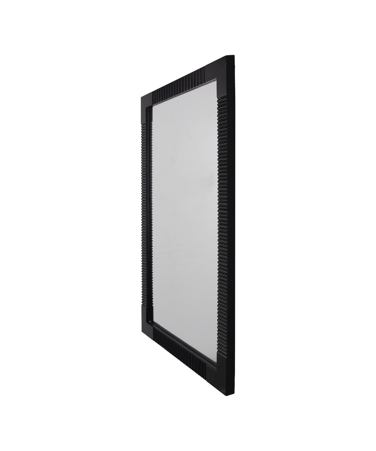 Ribbed Black Rectangular Wall Mirror