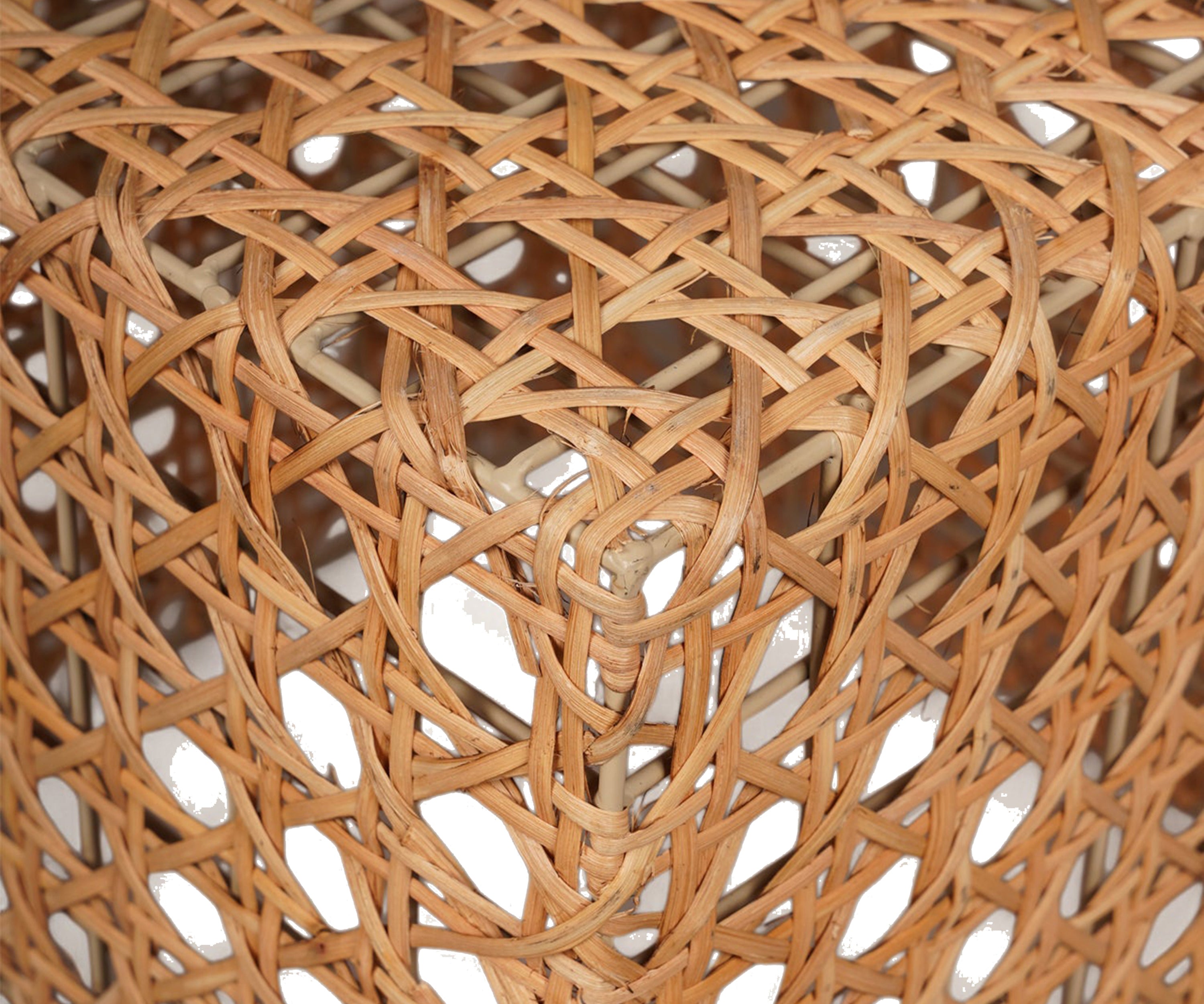 Handwoven Rattan Cube Side Table Stool