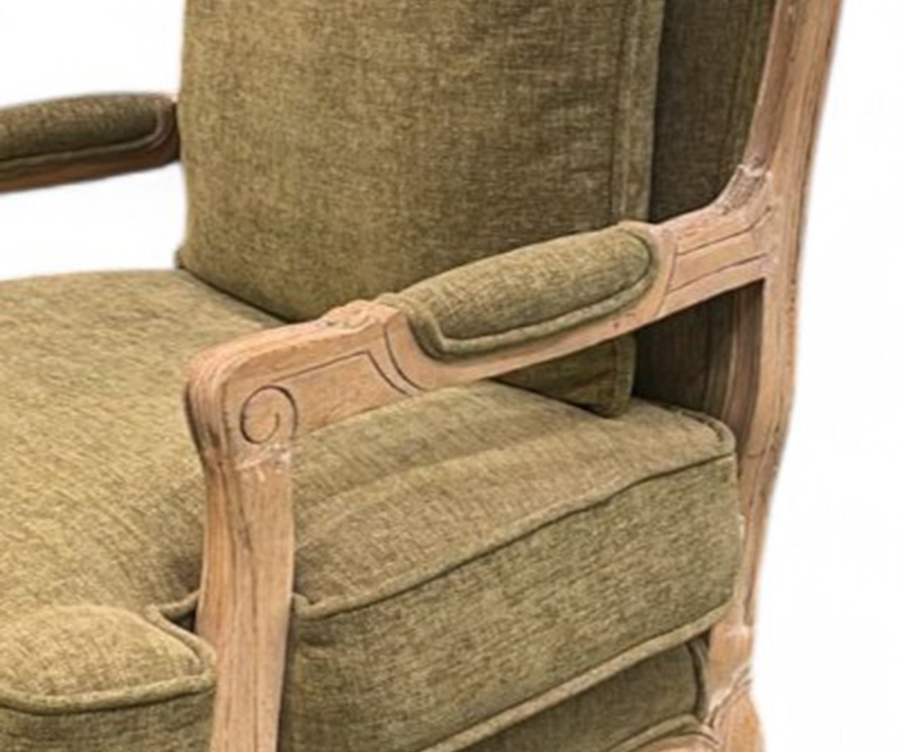 French Bergere Velvet Accent Arm Chair