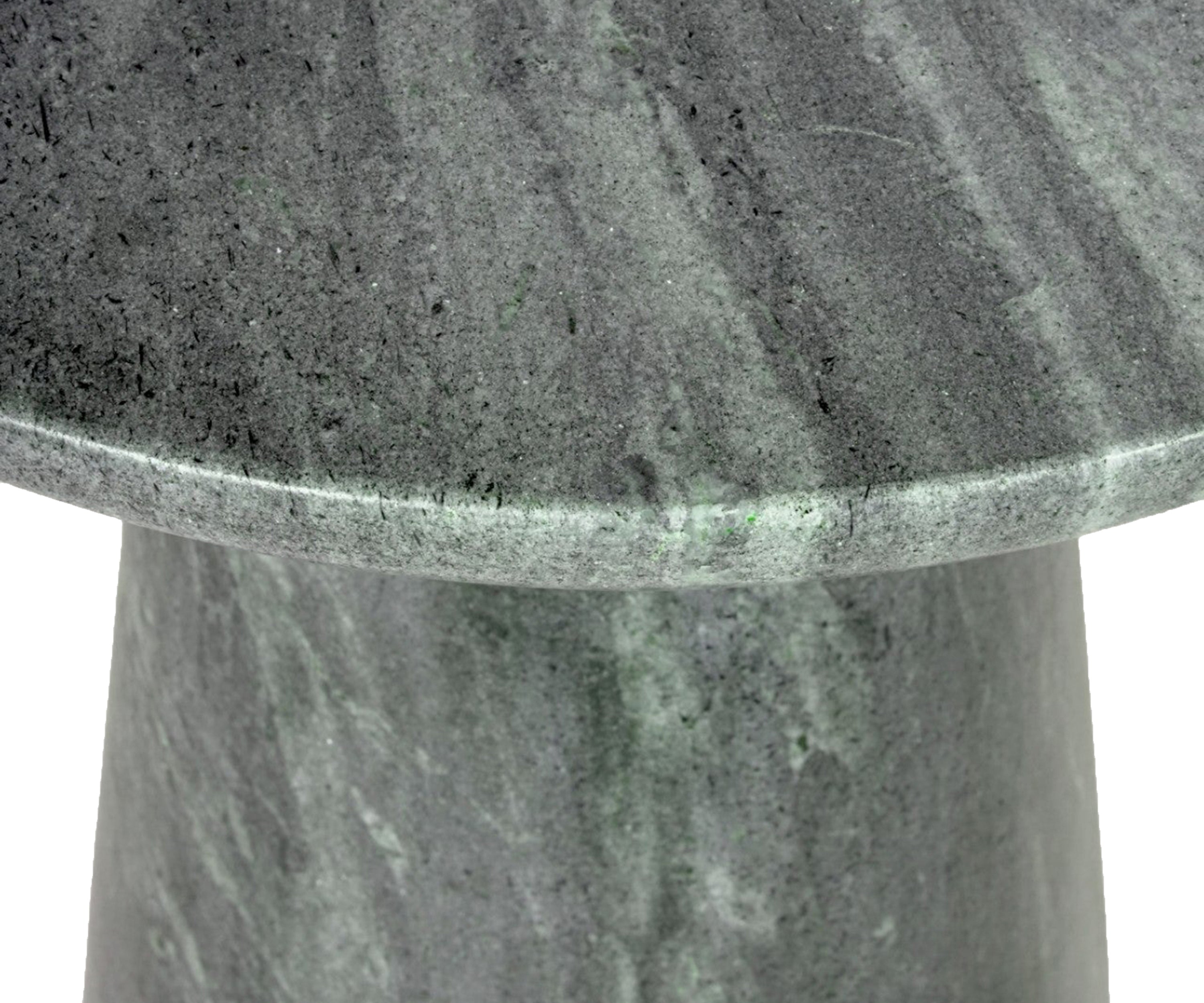 Green Marble Side Table with Tapered Pedestal Base