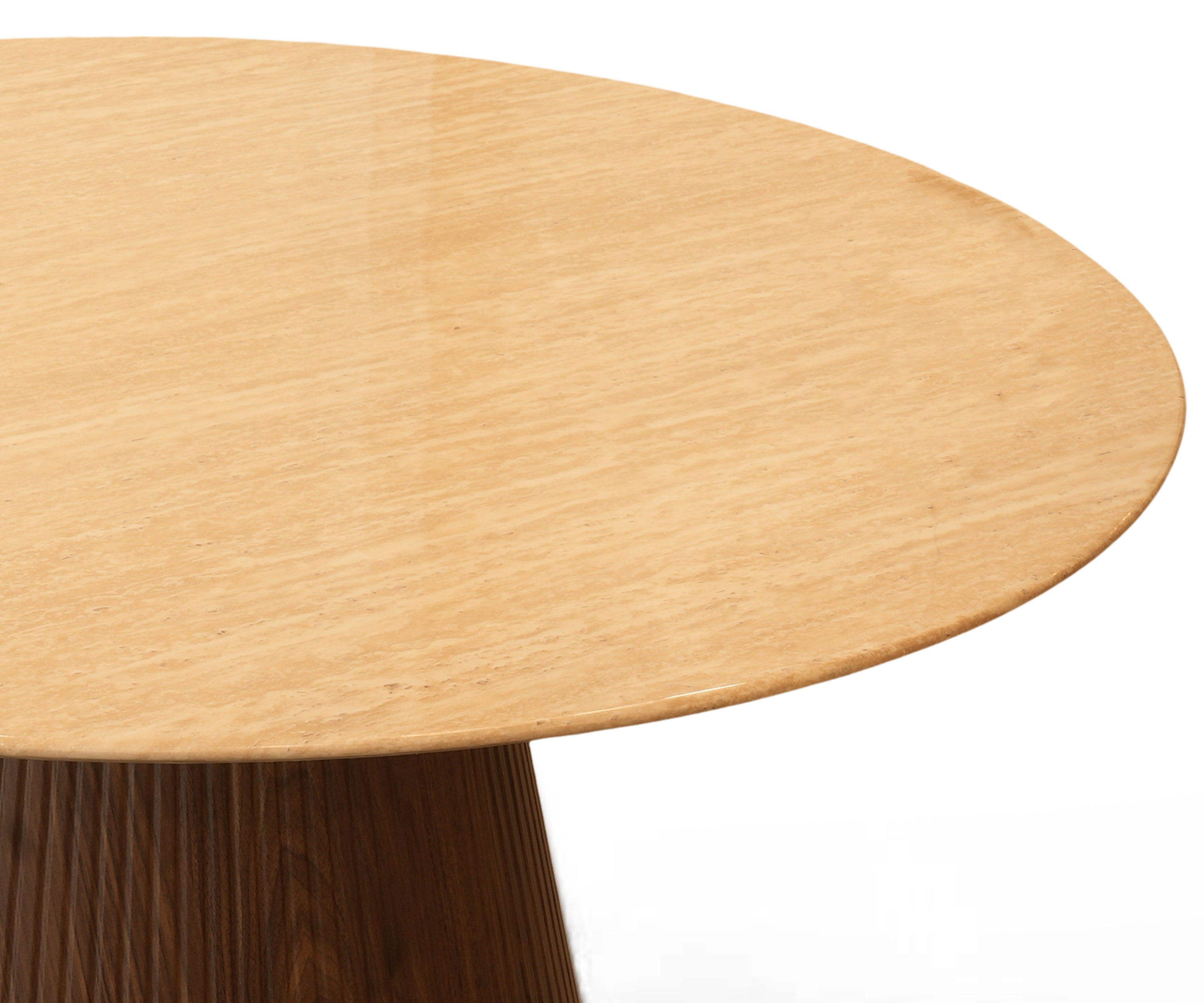 Modern Round Solid Wood Dining Table with Sculpted Pedestal Base