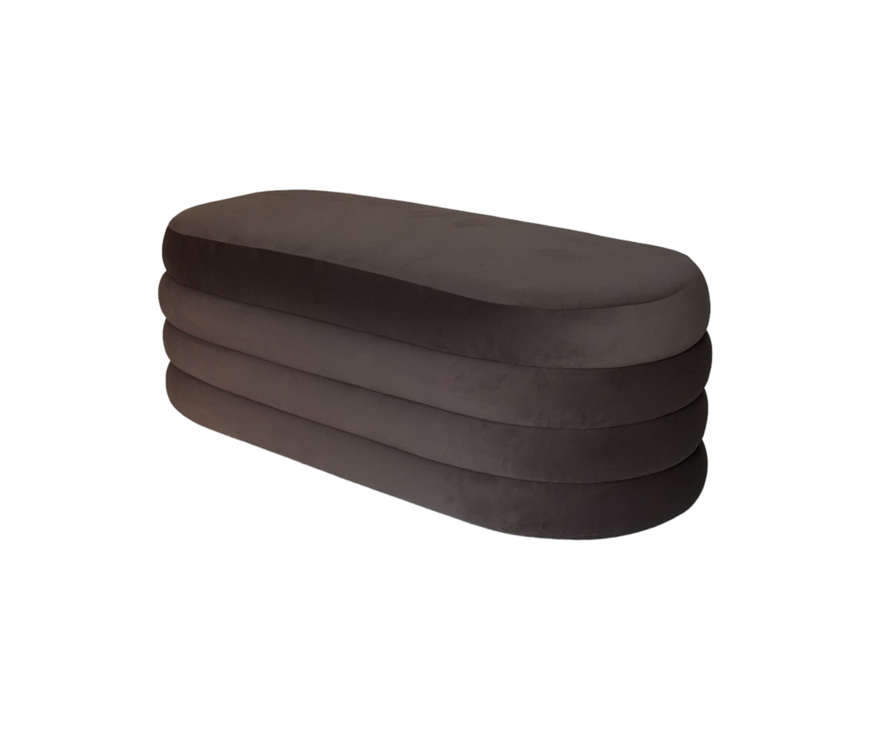 Oval Velvet Brown Bench
