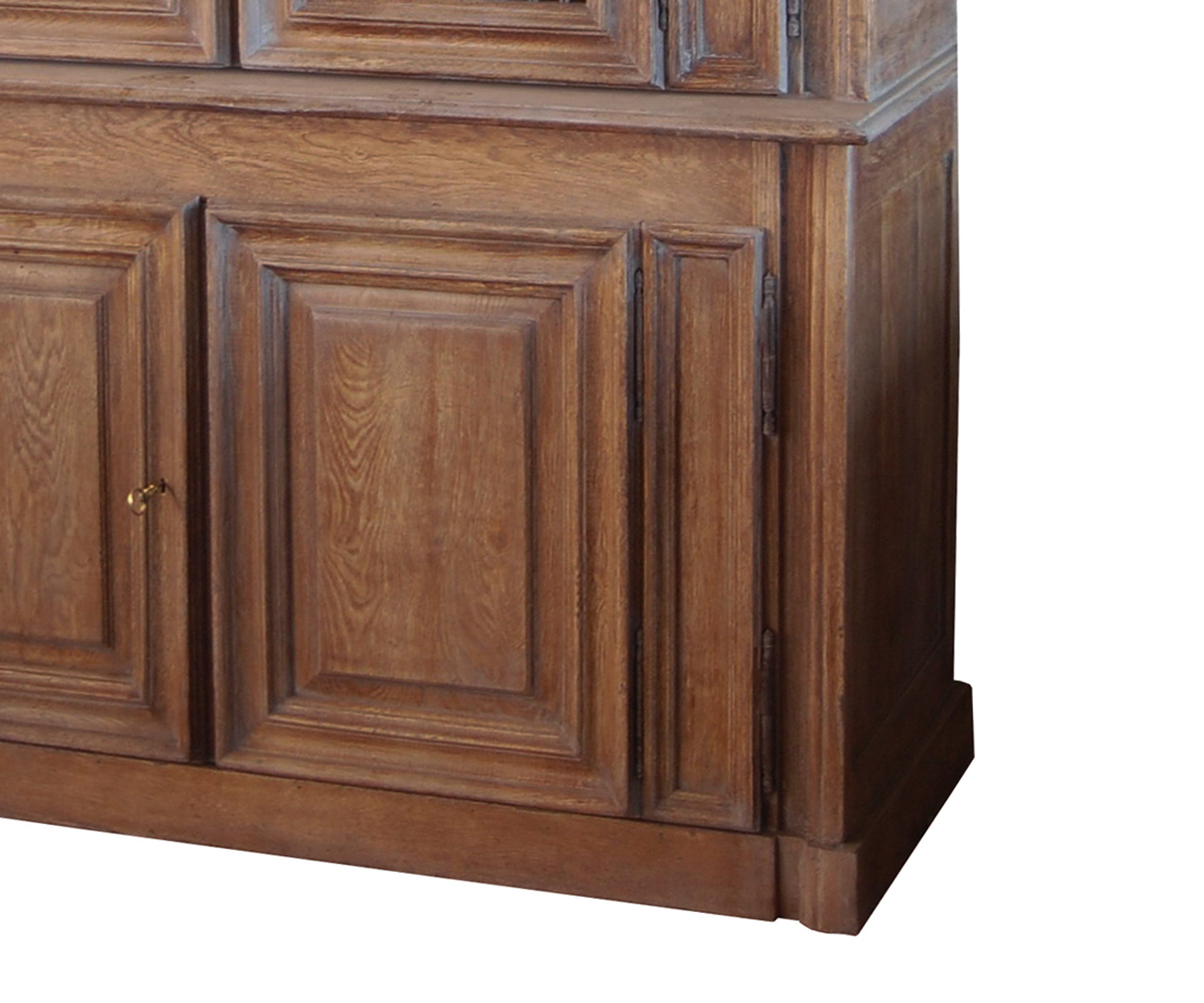 Oak Wood Wardrobe with Arched Mesh Metal Doors