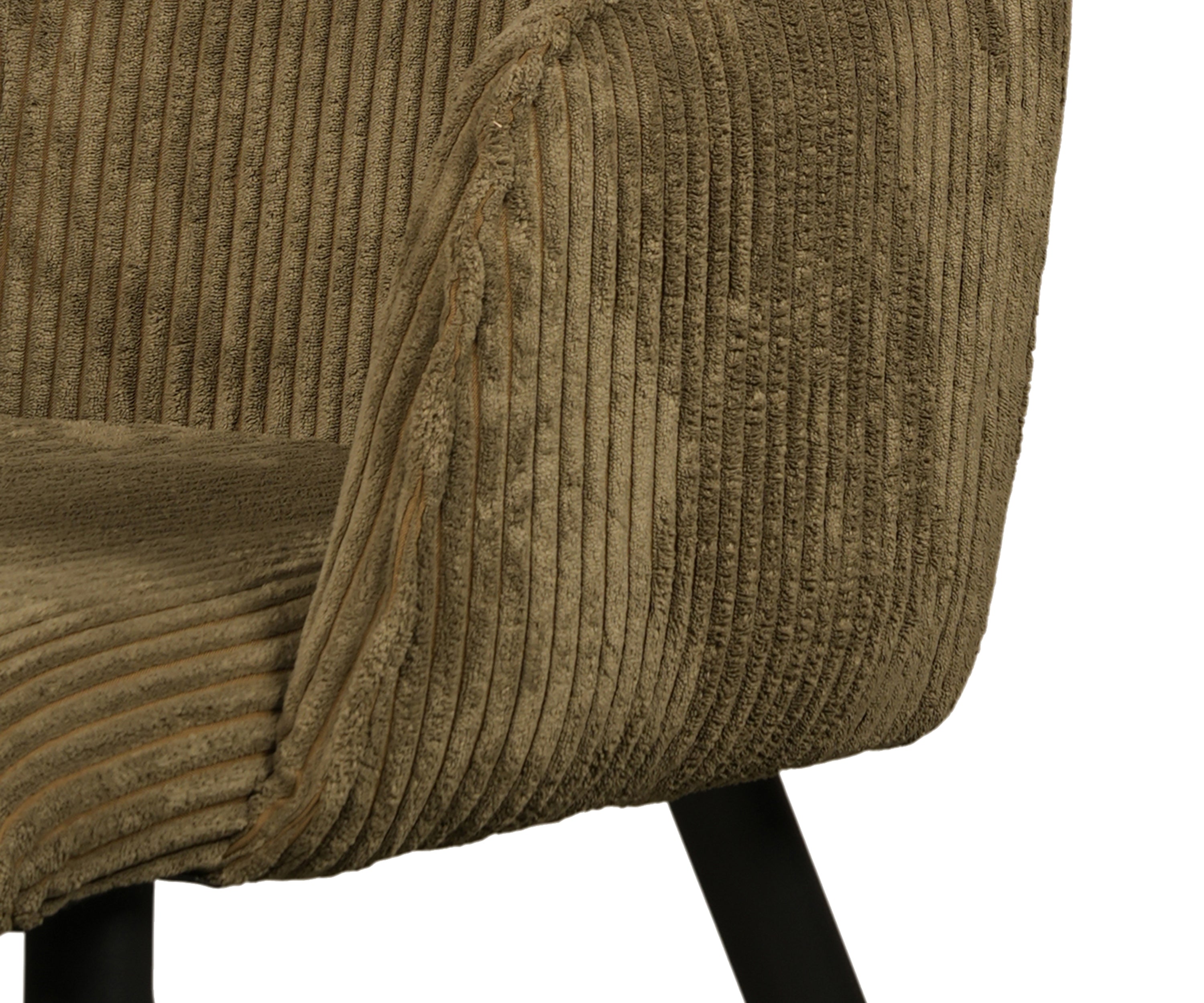Taupe Corduroy Dining Armchair with Black Wooden Legs
