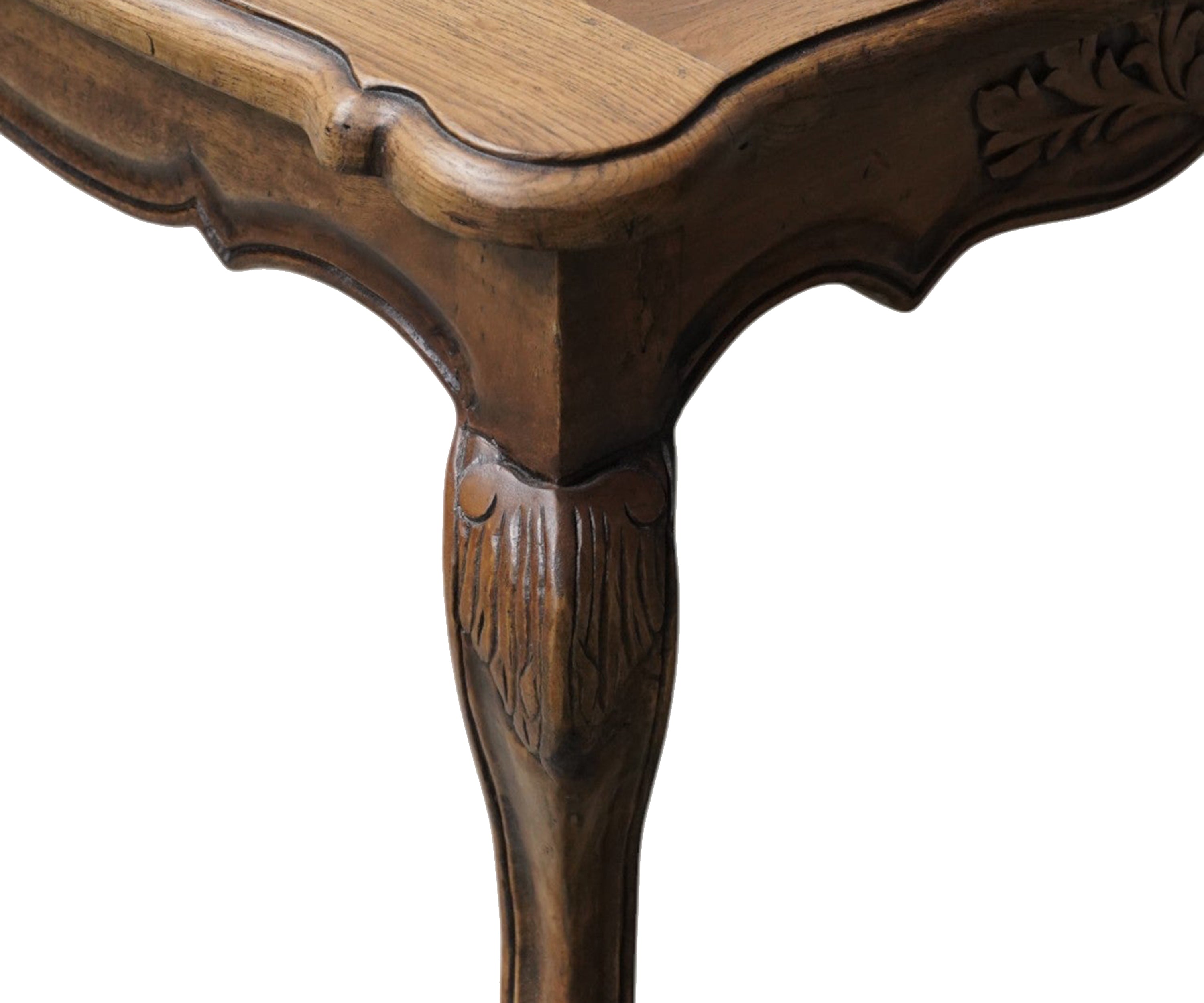 French Carved Acacia Wood Coffee Table