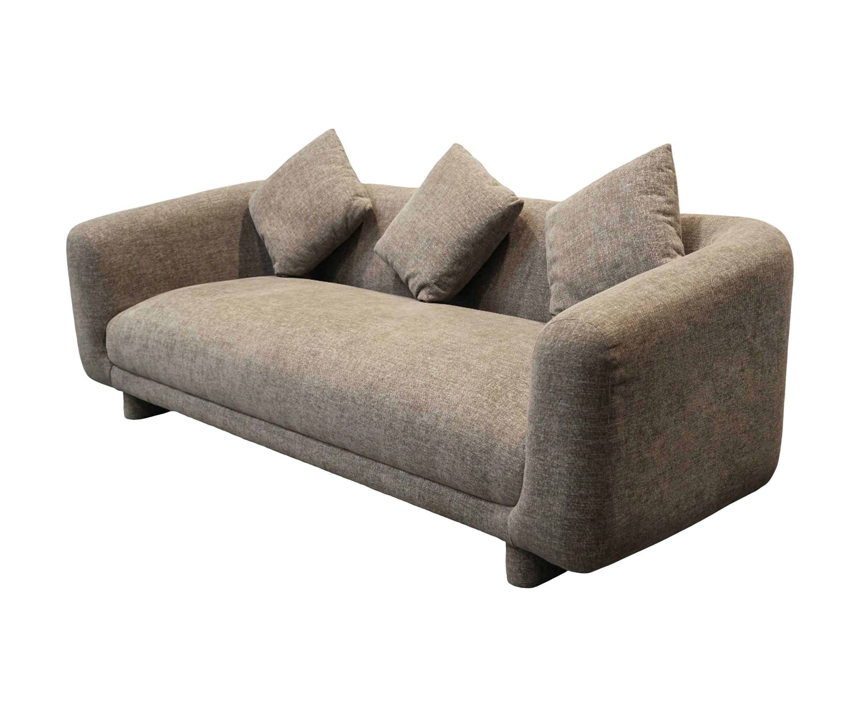 Taupe Upholstered 3-Seater Sofa in Solid Wood Frame