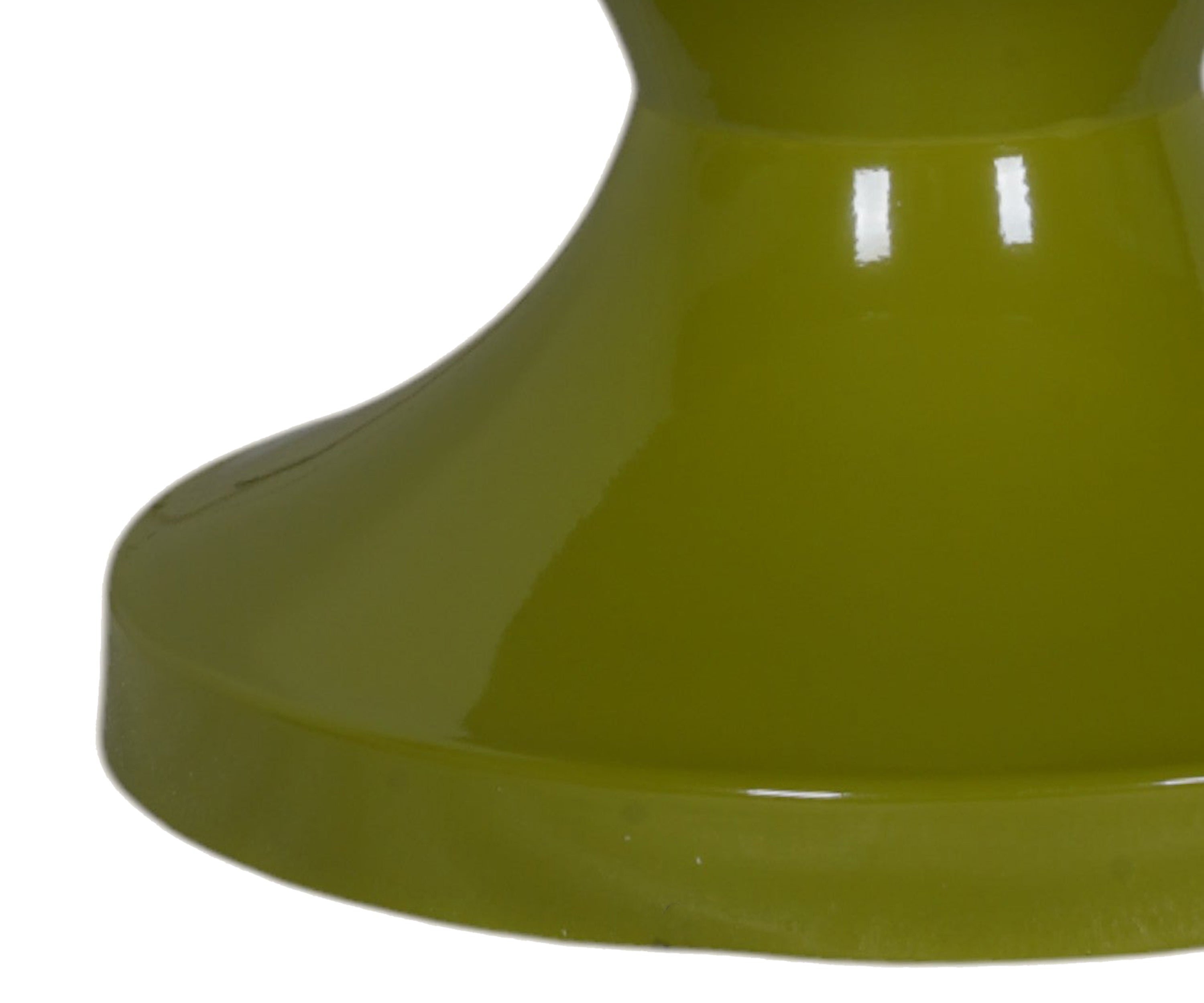 Olive Green Sculptural Metal Side Table with Double Hourglass Base